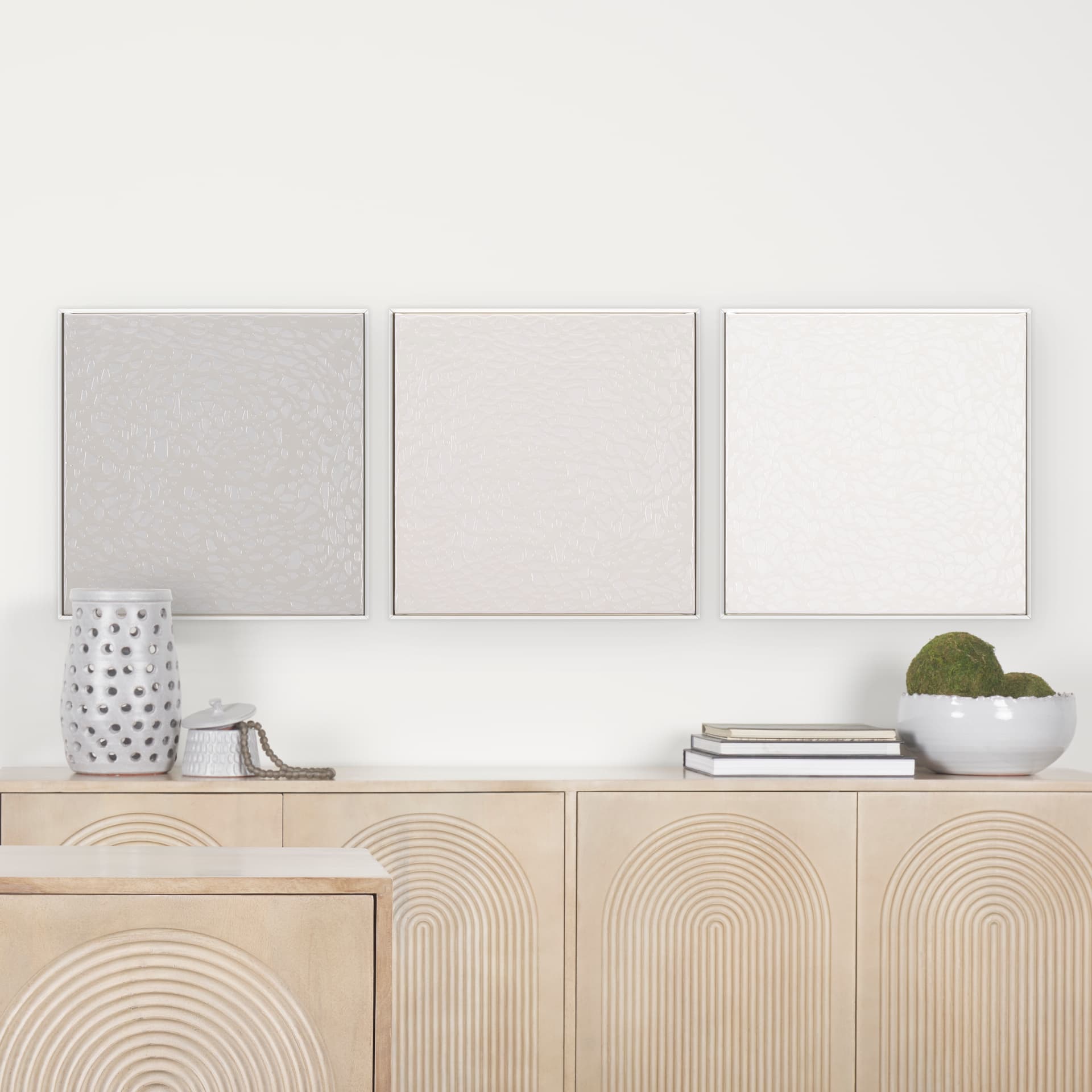 Dapple Light by Studio M a handmade Original Framed Canvas 3D Textured Artwork — in a styled room