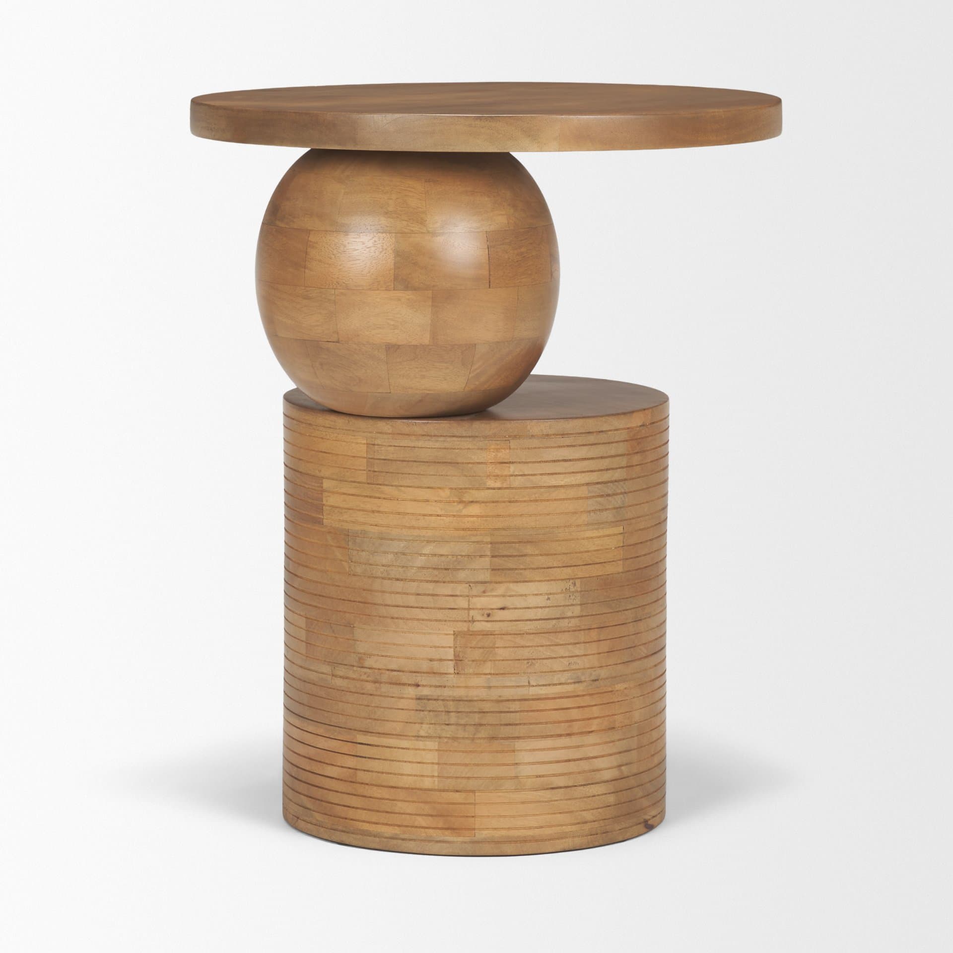 Stack Light Brown Wood Geometric Accent Table — product photograph
