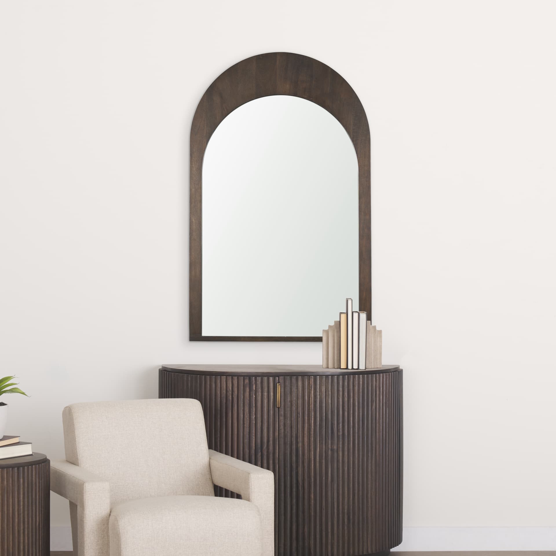 Celeste Dark Brown Medium Arched Mirror — product photograph