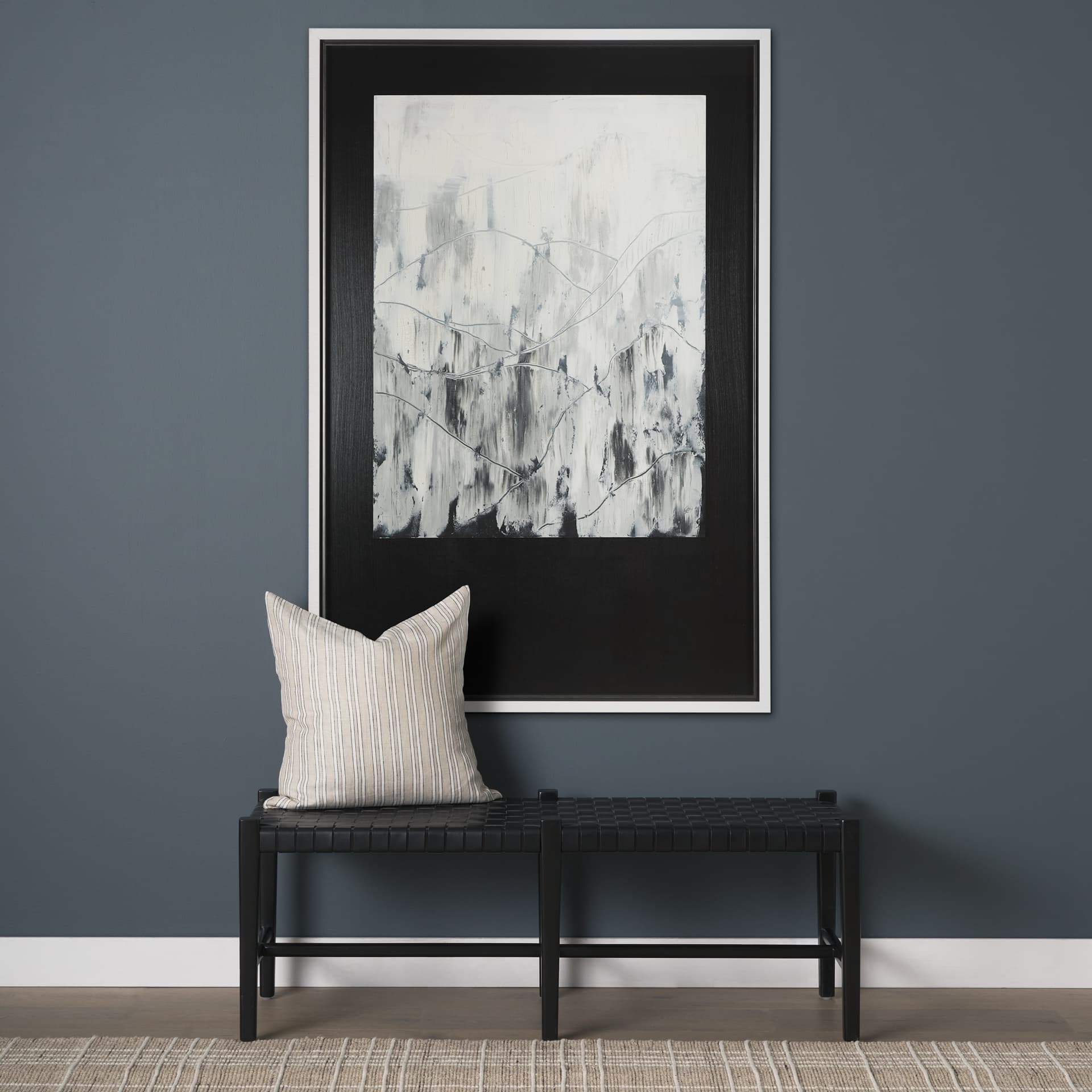 Mountain Shades I by Mercana Studio a Hand Embellished Textured Framed Art Print Matted under Glass — in a styled room