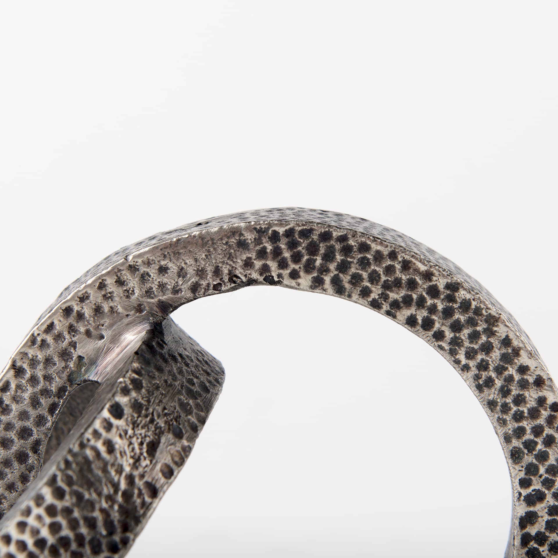 Rafiki Two Blackened Silver Hammered Finish Metal Conjoined Circles — product photograph