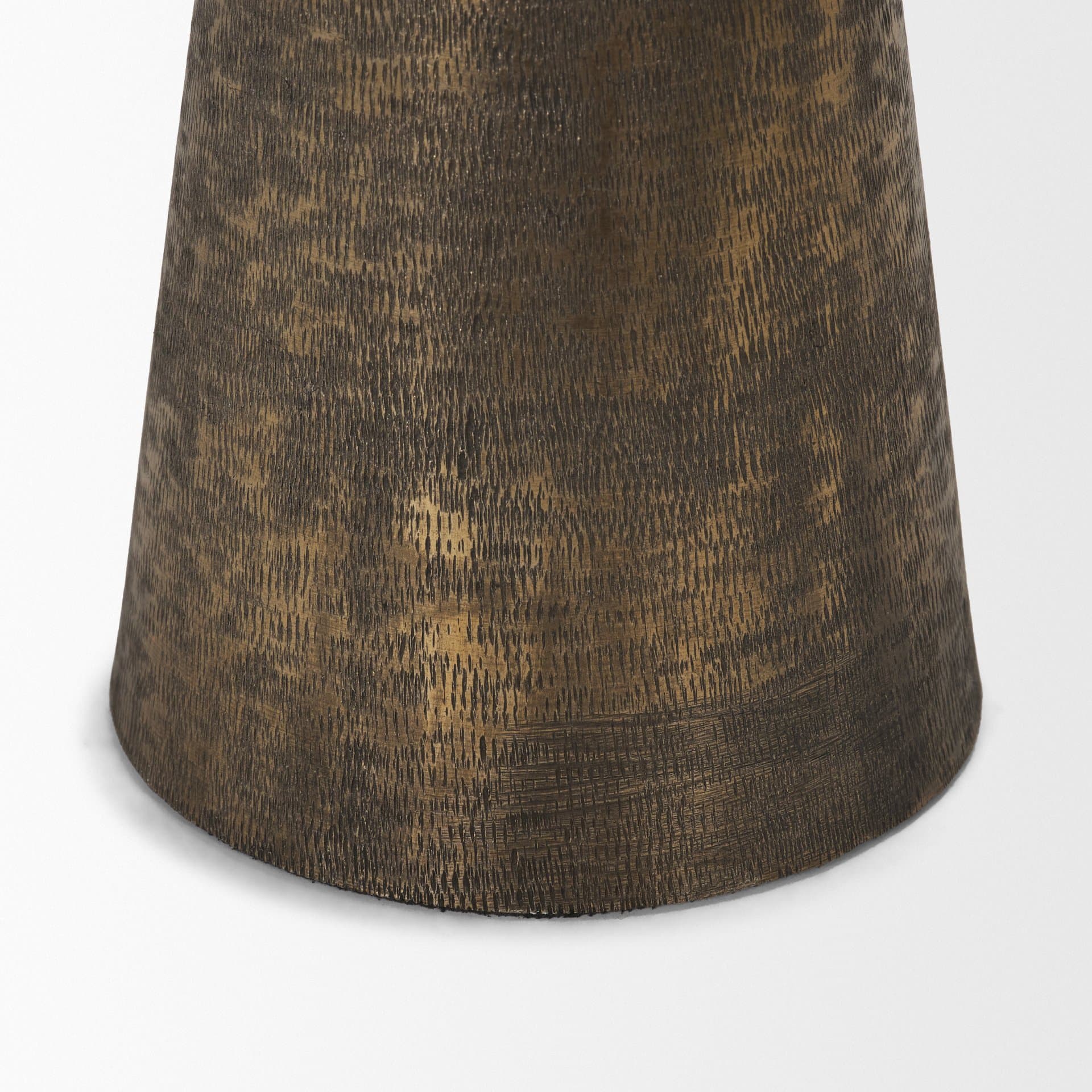 Odilia Large Textured Antiqued Gold Metal Geometric Pillar Candle Holder — product photograph