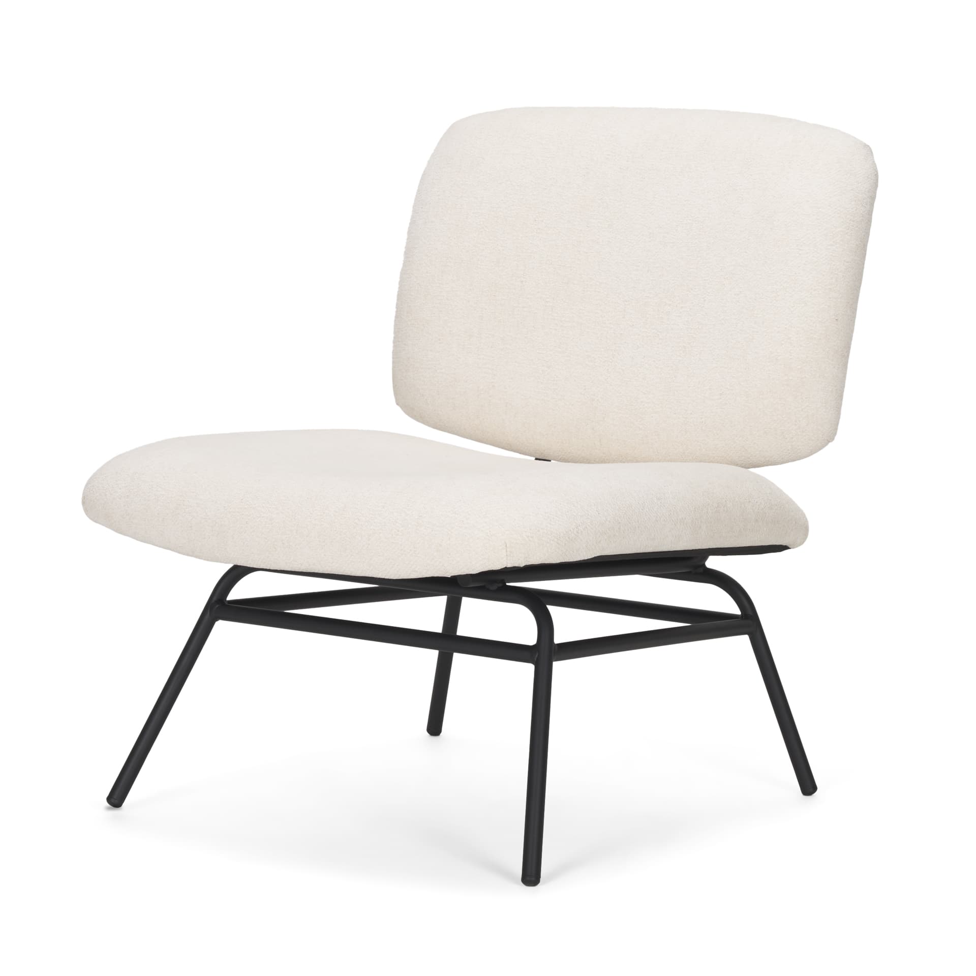 Nora Cream Fabric w/ Matte Black Metal Legs Accent Chair — product photograph