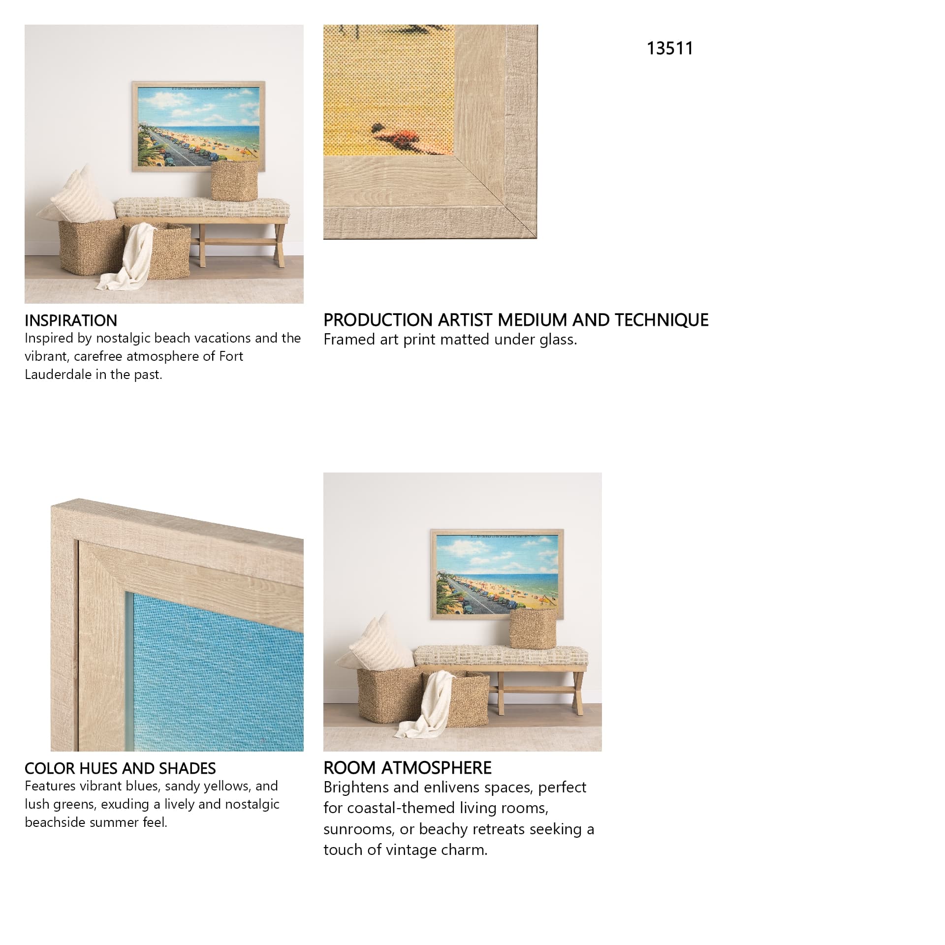 Beach Postcard II by Wild Apple Portfolio a Framed Art Print Matted under Glass — in a styled room
