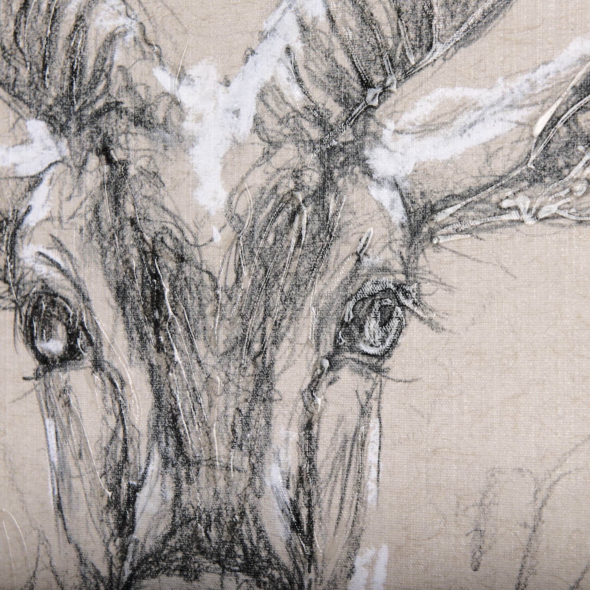 Sketch of animal III (Antelope) by Mercana Studio a Hand Embellished Textured Canvas — product photograph
