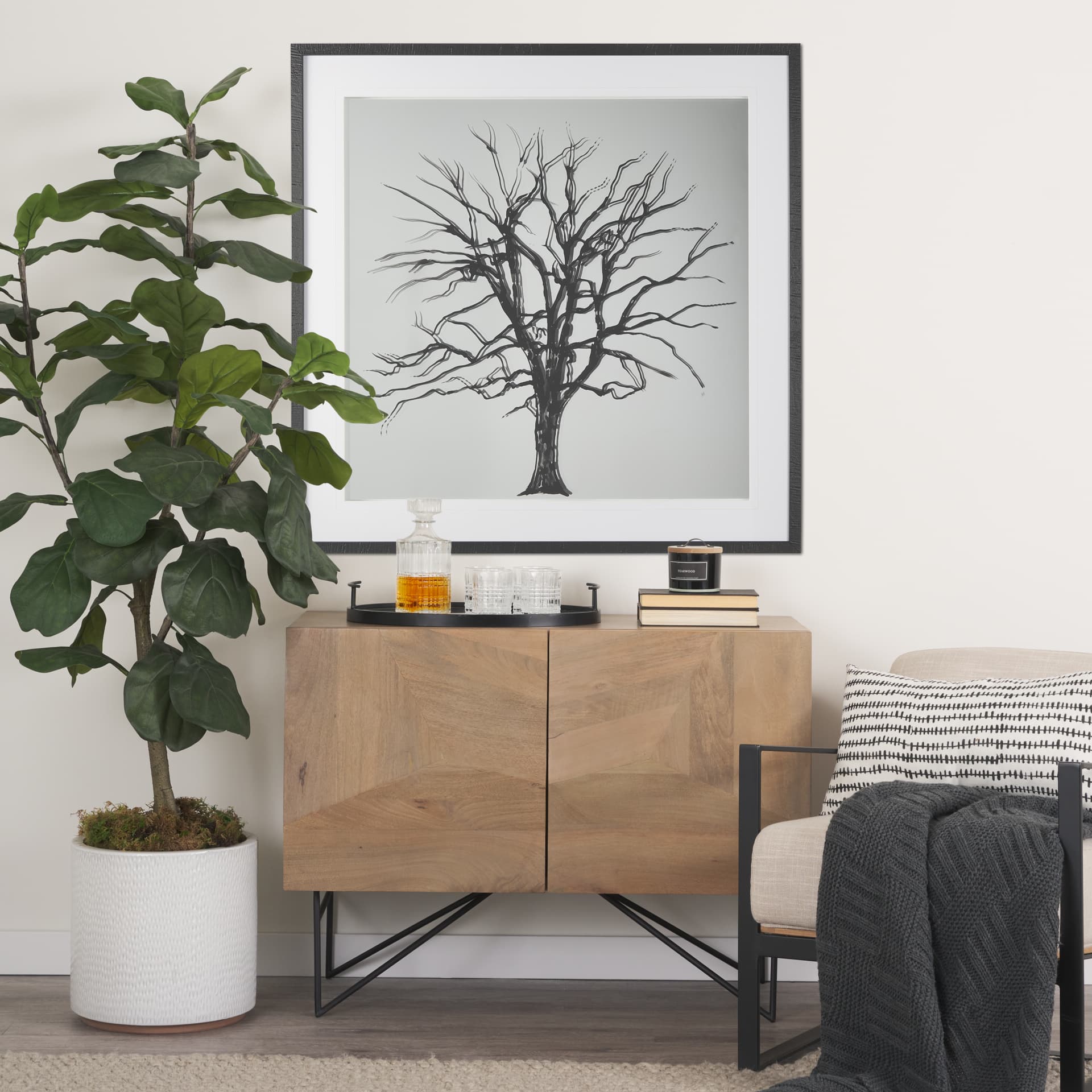Tree of Life by Studio M a handmade Original Framed Artwork on Glass — in a styled room