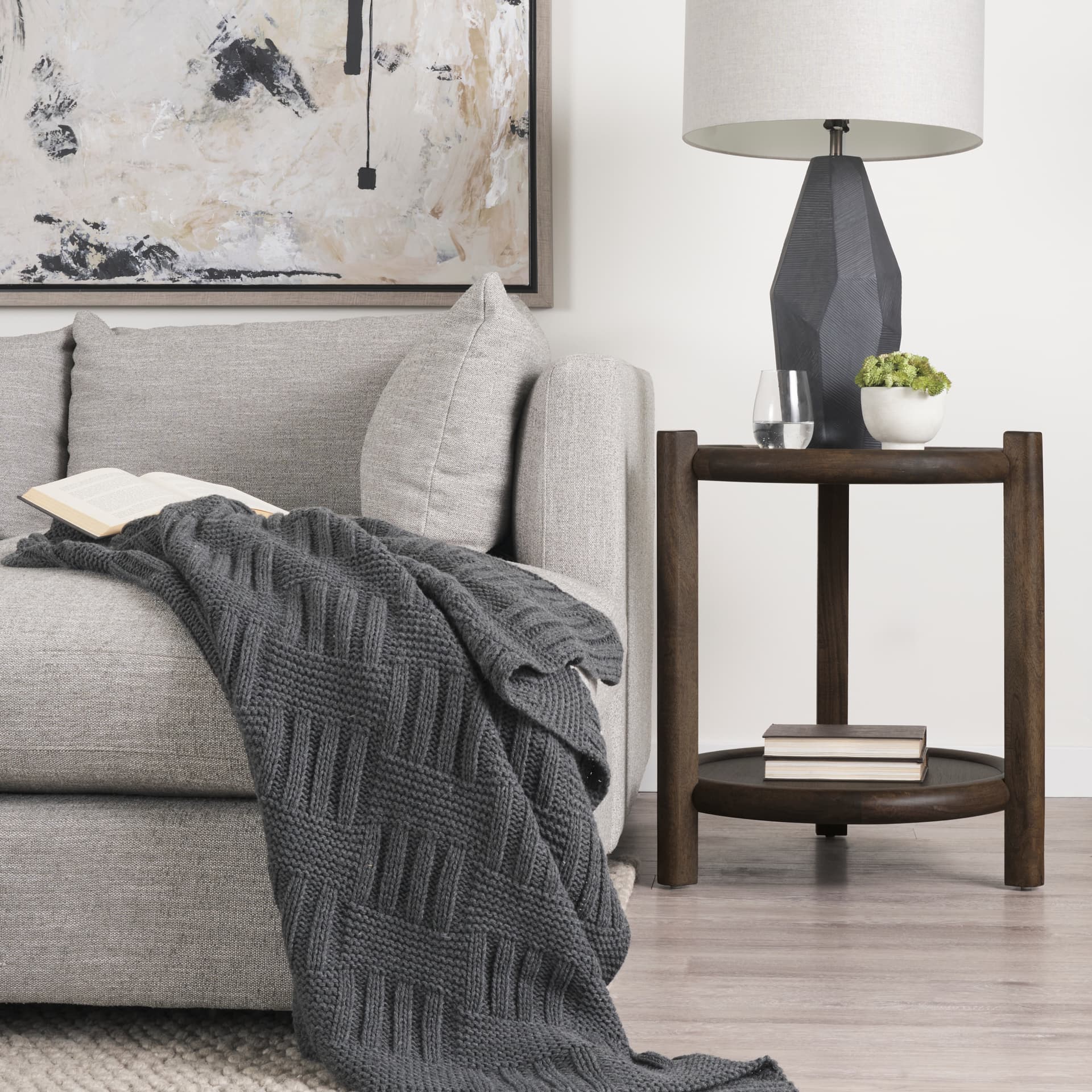 Romi Dark Brown Wood w/ Bottom Shelf Round Accent Table — product photograph