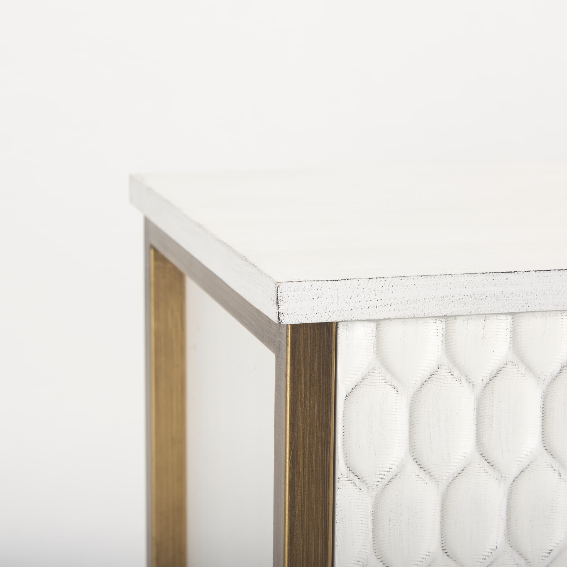 Savannah White Fir Veneer w/ Gold Metal Accent 2-Door Accent Cabinet — product photograph