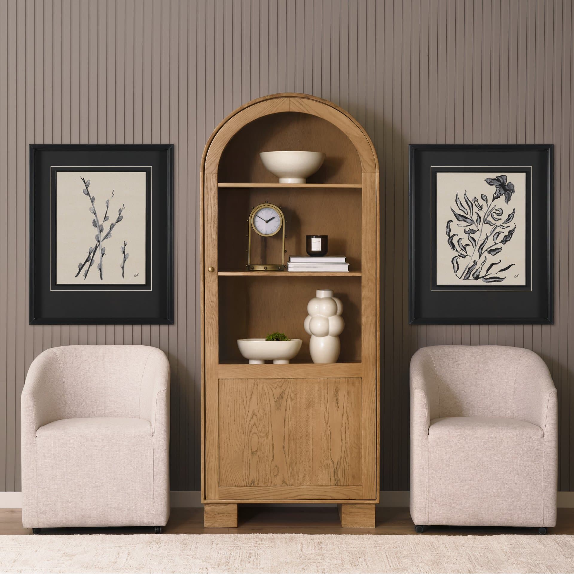 Pandora Plant by Cristina Bartl Villa Hand-Embellished Textured Framed Artwork Matted under Glass — in a styled room