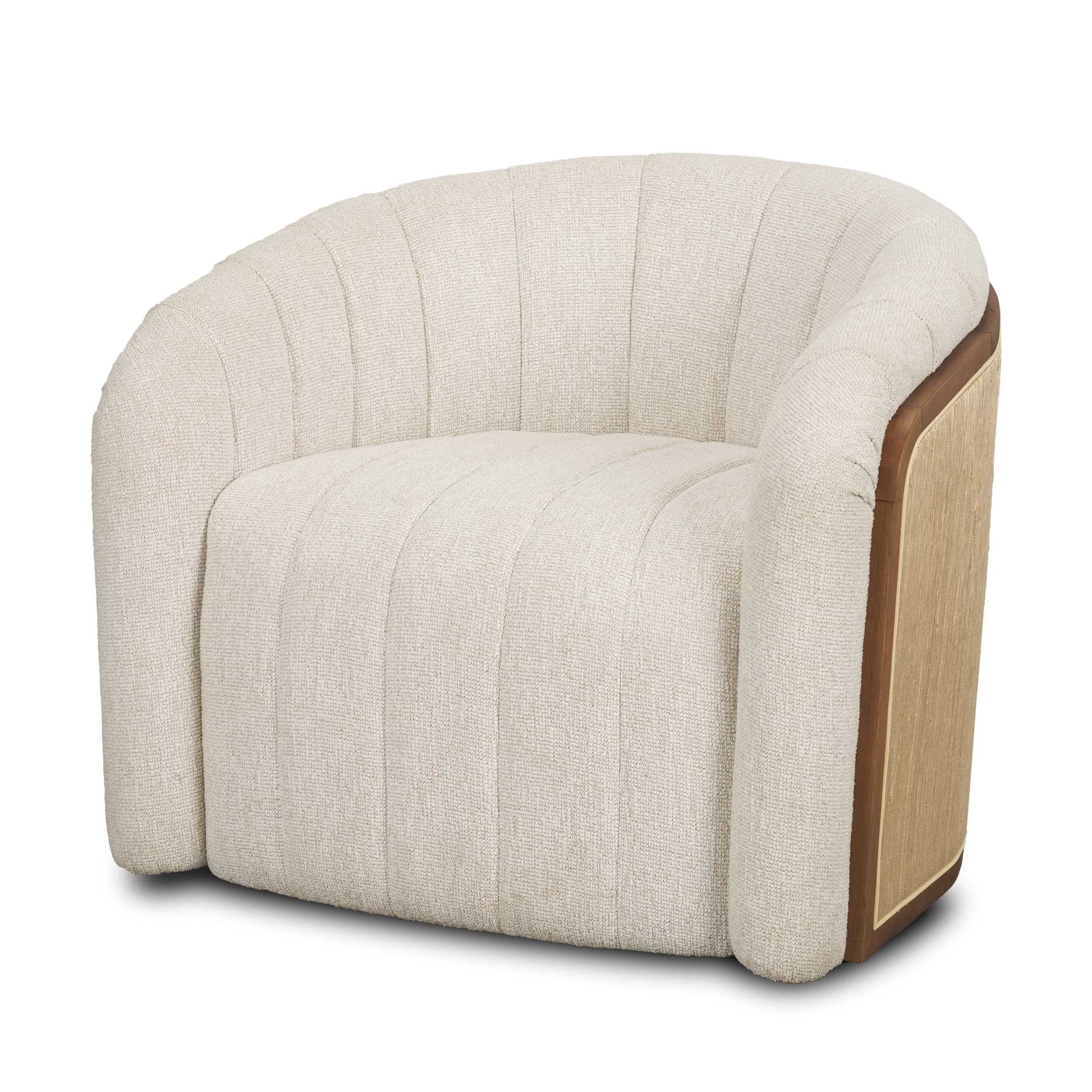 Fonda Cream Fabric w/ Natural Jute Swivel Accent Chair — product photograph