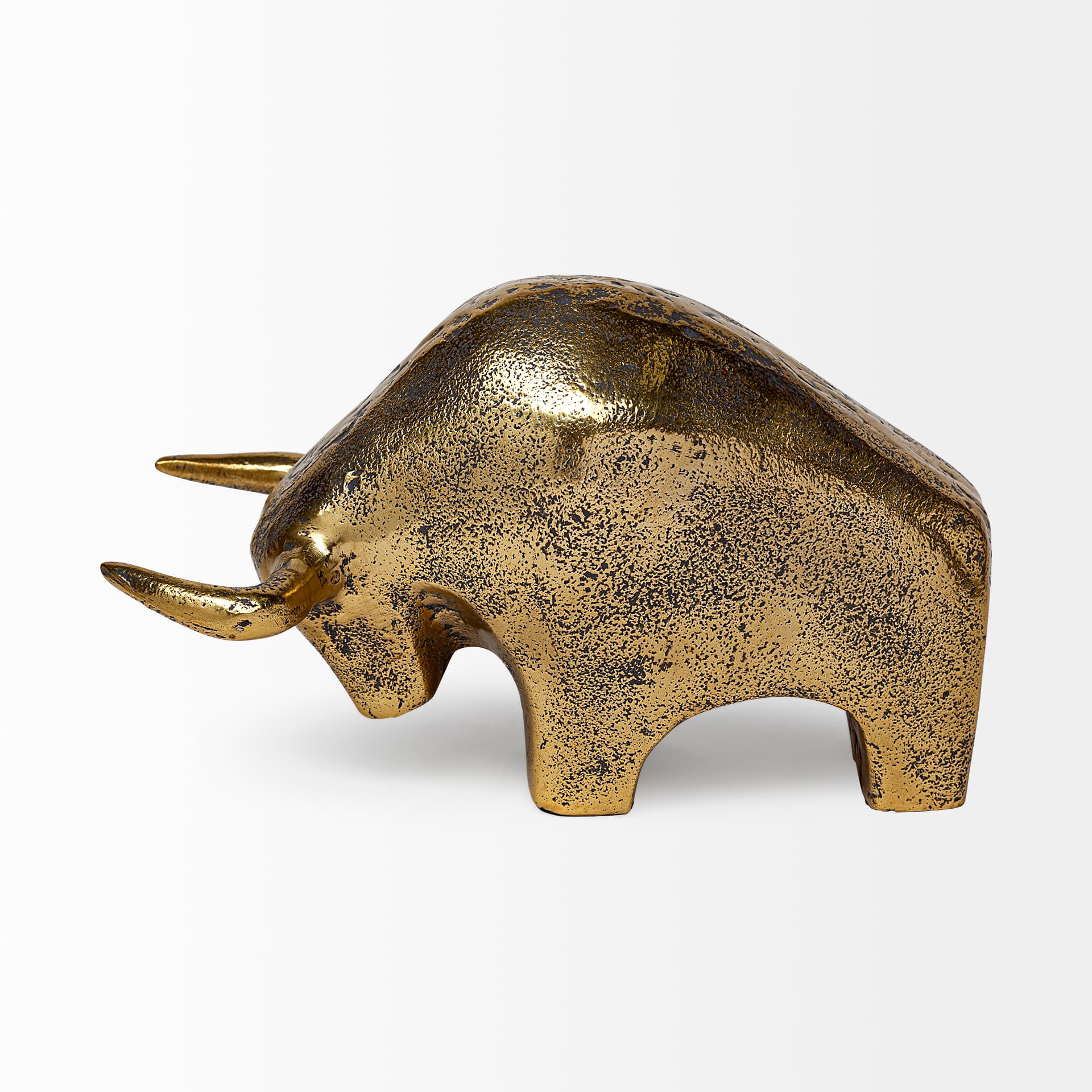 Tauro I 9L x 4W Gold Cast Aluminum Raging Bull — product photograph