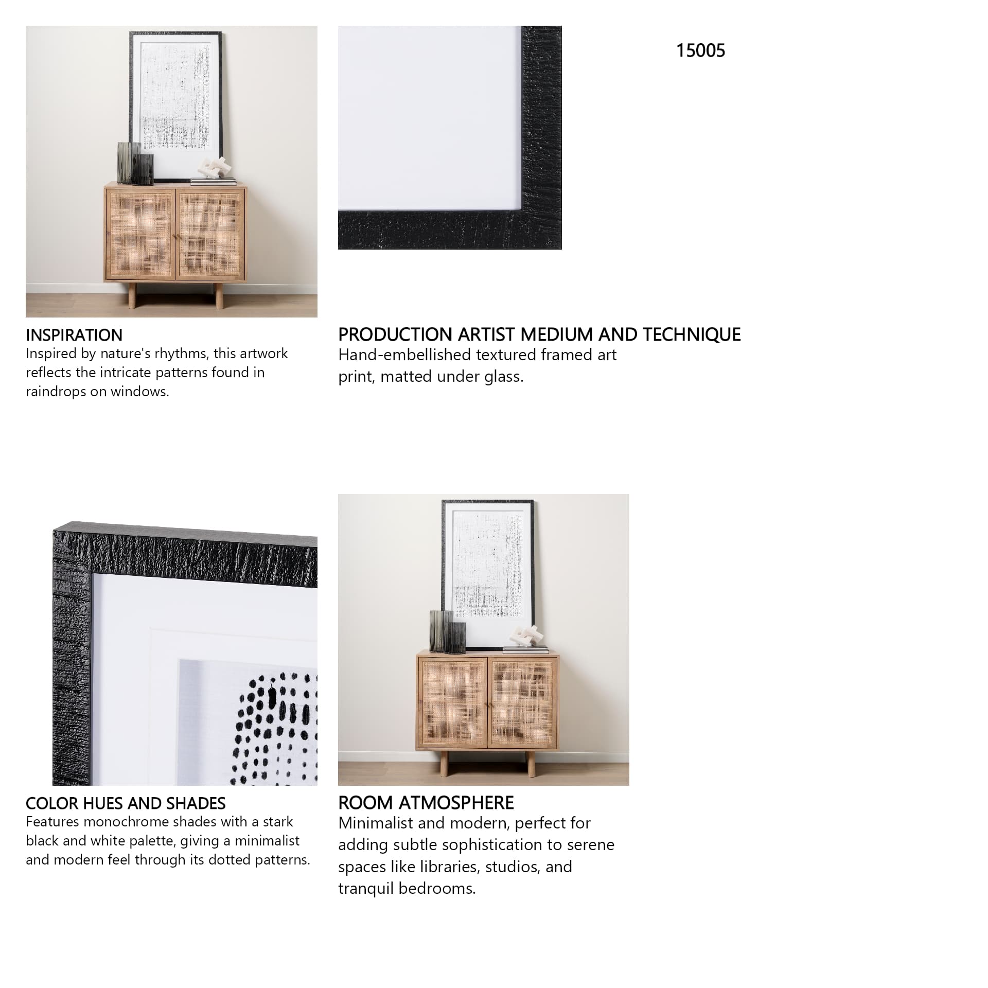 Dot Texture III by Mercana Studio a Hand Embellished Textured Framed Art Print Matted under Glass — in a styled room