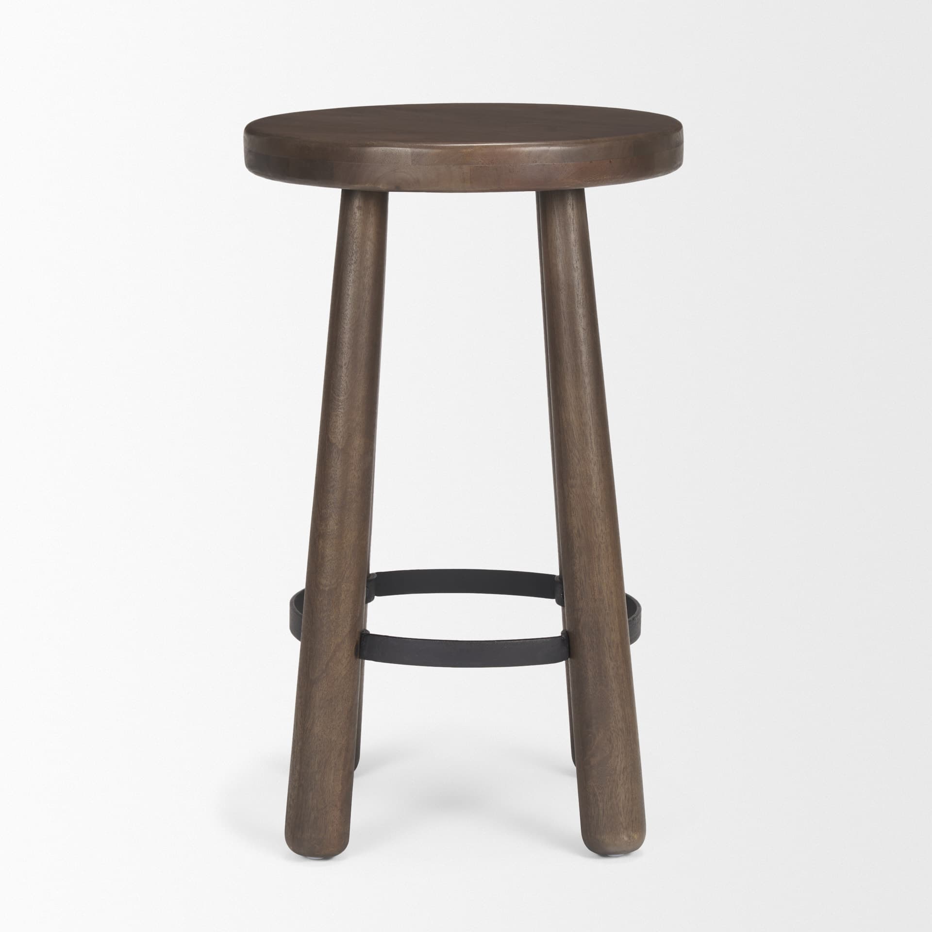 Weldon Backless 26in Seat Counter Stool | Dark Brown Wood w/ Metal — product photograph