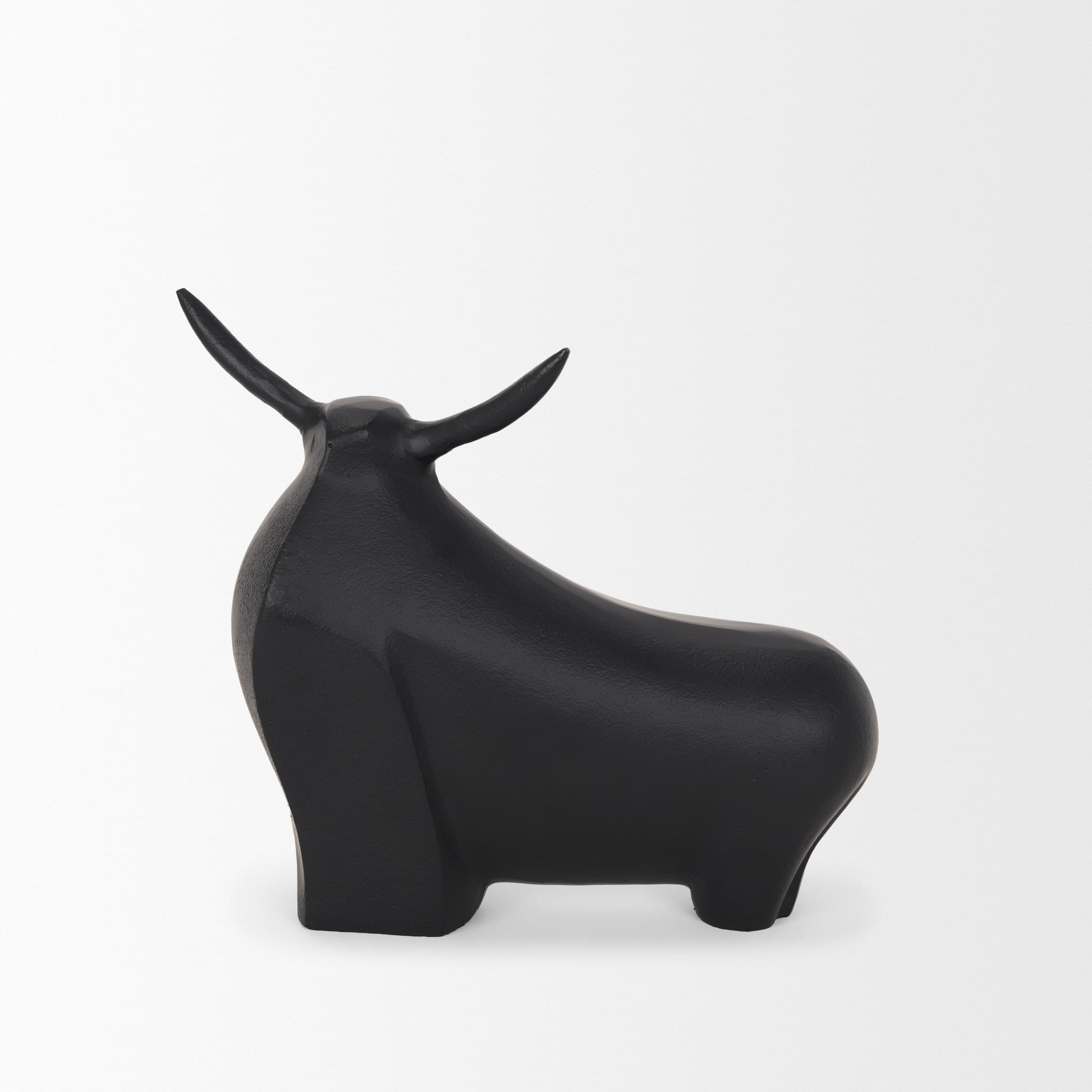 Radu Large Matte Black Metal Bull Decorative Object — product photograph