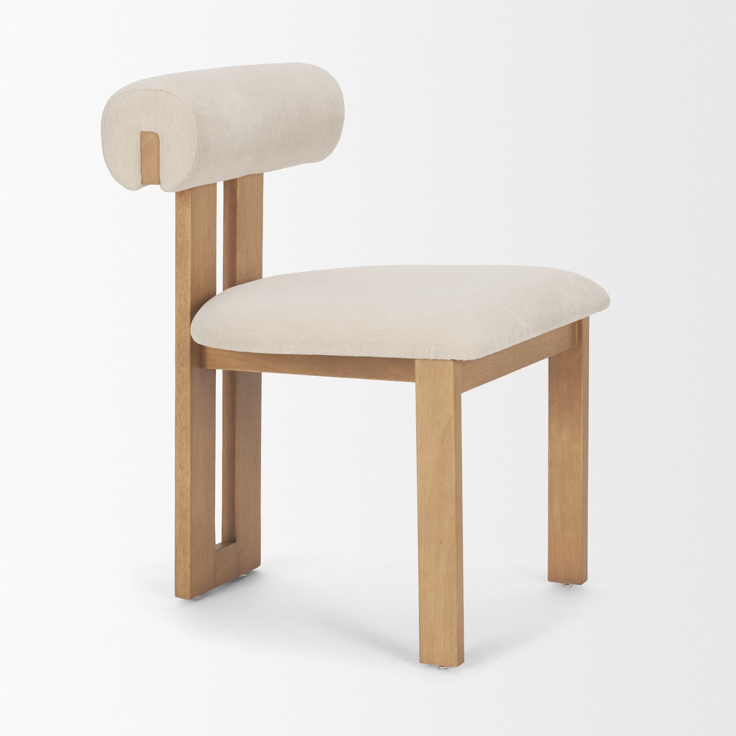 Tribeca Open Back Dining Side Chair | Cream Chenille w/ Brown Wood — product photograph