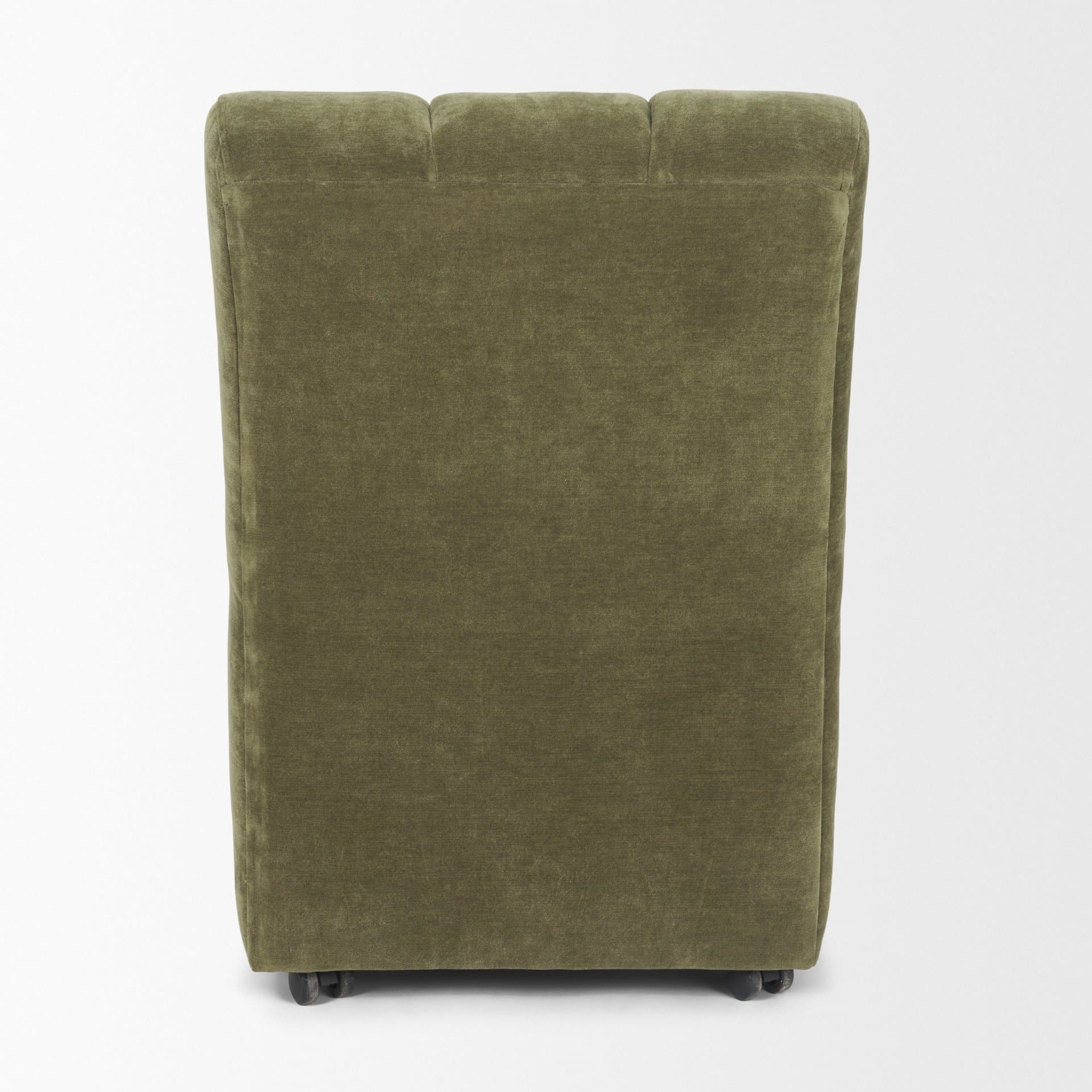 Wilkins Barrel Back Dining Arm Chair | Moss Olive Fabric w/ Wood — product photograph