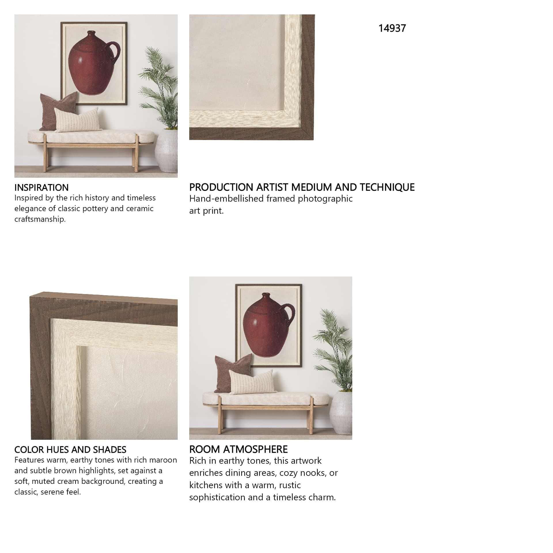 Redware Jug by Mercana Studio a Hand Embellished Textured Framed Art Photograph — in a styled room