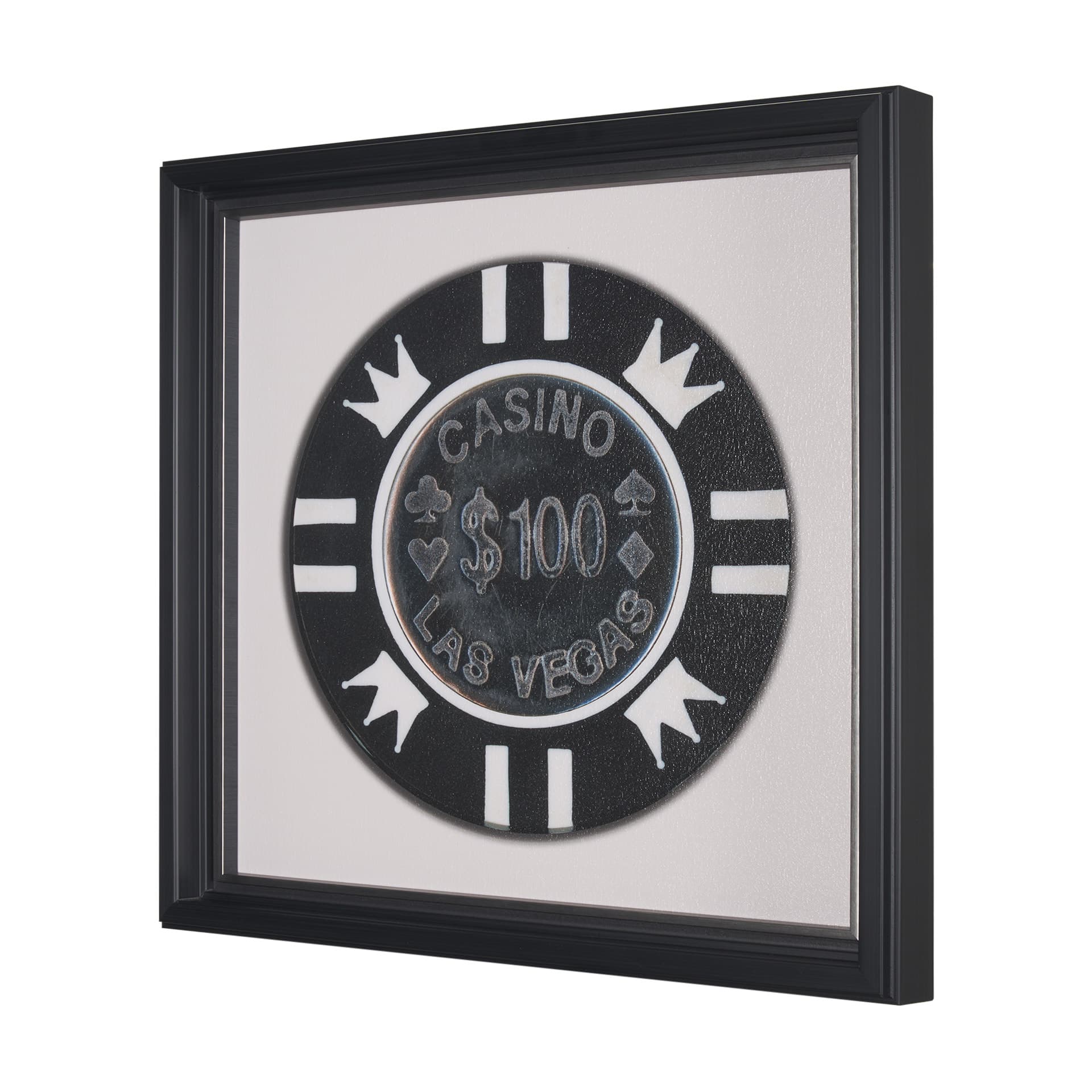 Casino 100 Dollar Vegas Poker Chip By Zap Studio Framed Art Photograph Print under Glass — product photograph
