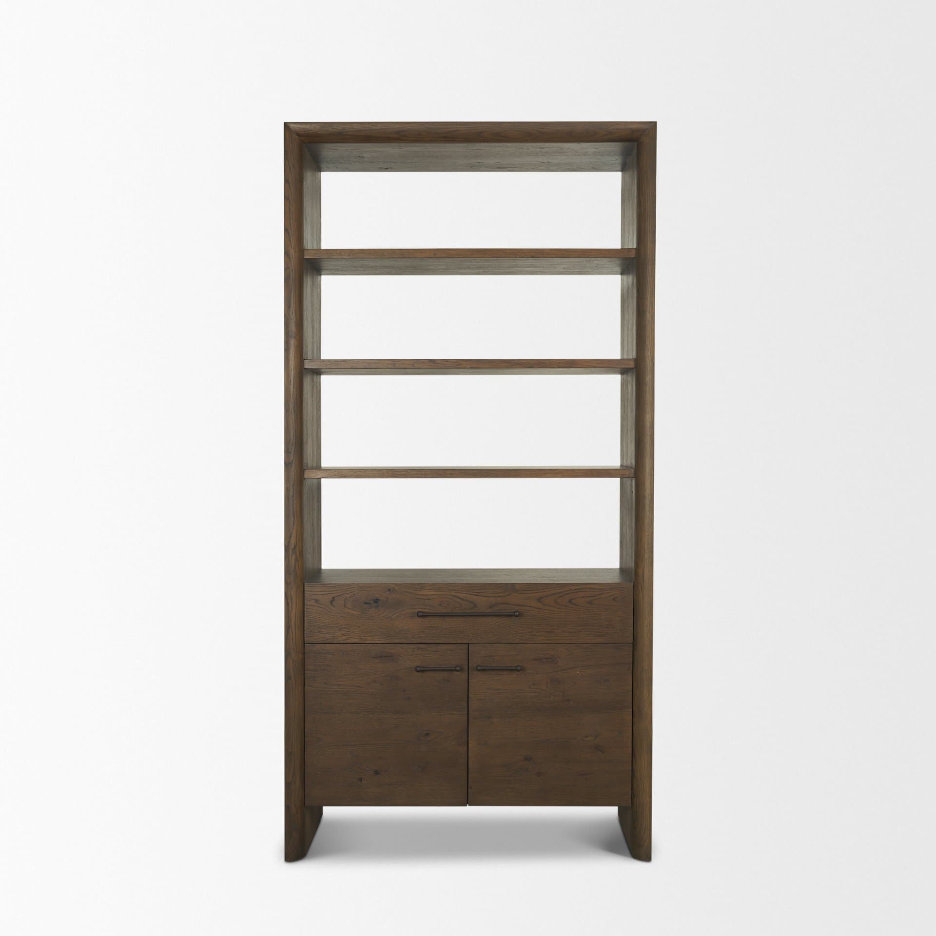 Belford 2-Door Open Dark Brown Oak Wood Shelving Unit — product photograph