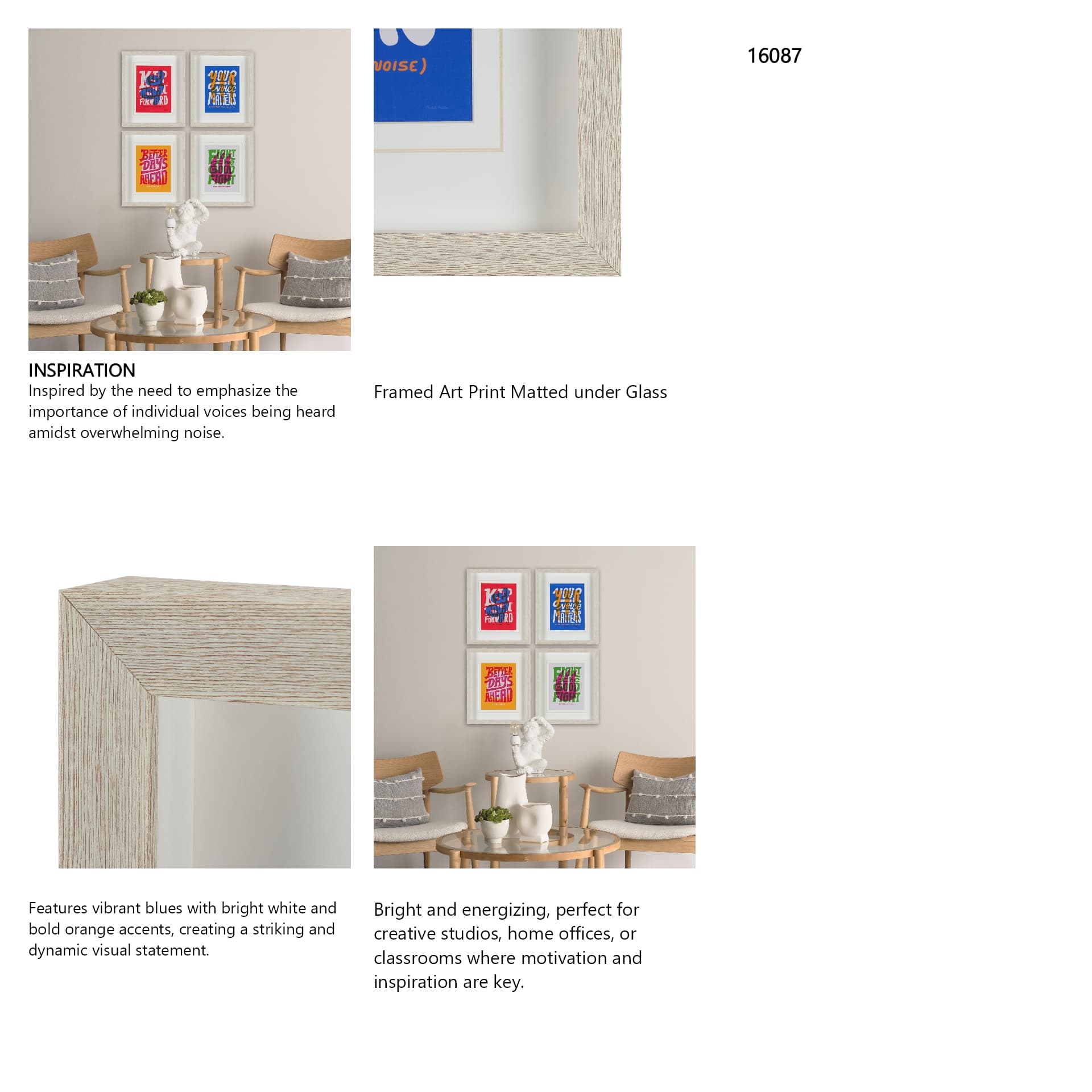 Motivation Mantra II by Michael Mullan Framed Artwork Matted under Glass — in a styled room