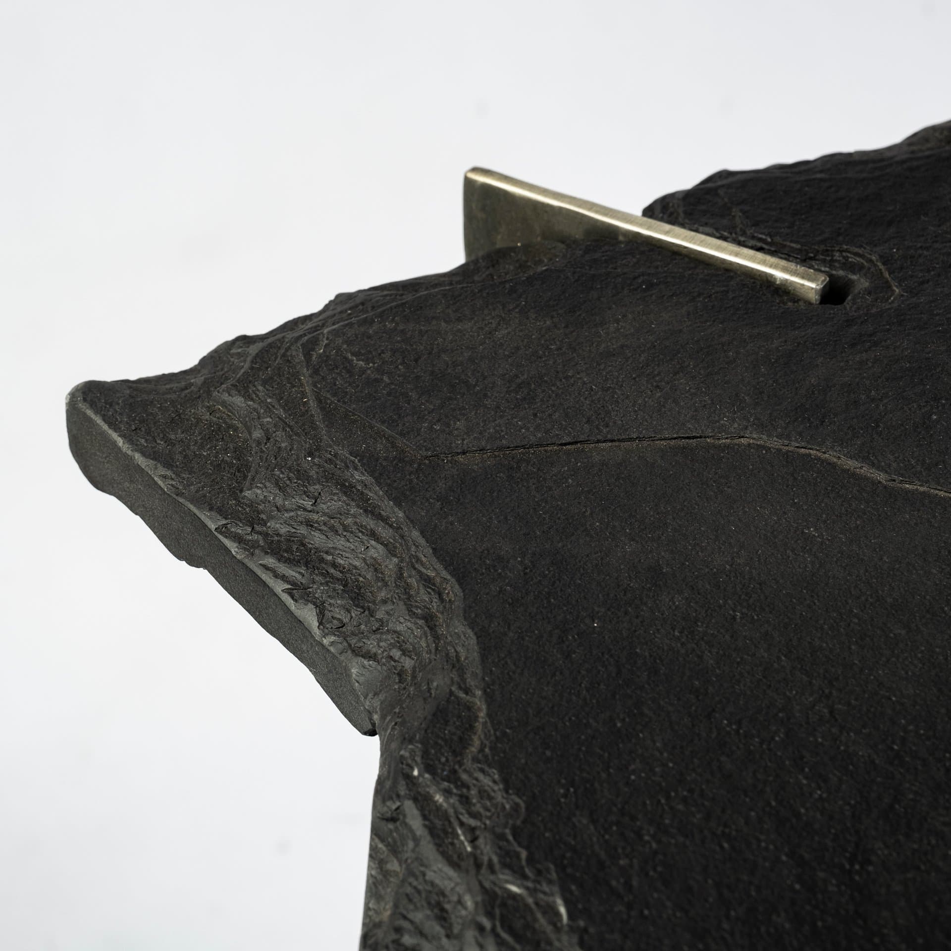 Shale III 50L x 20W Black Live-Edge Slate and Iron Console Table — product photograph