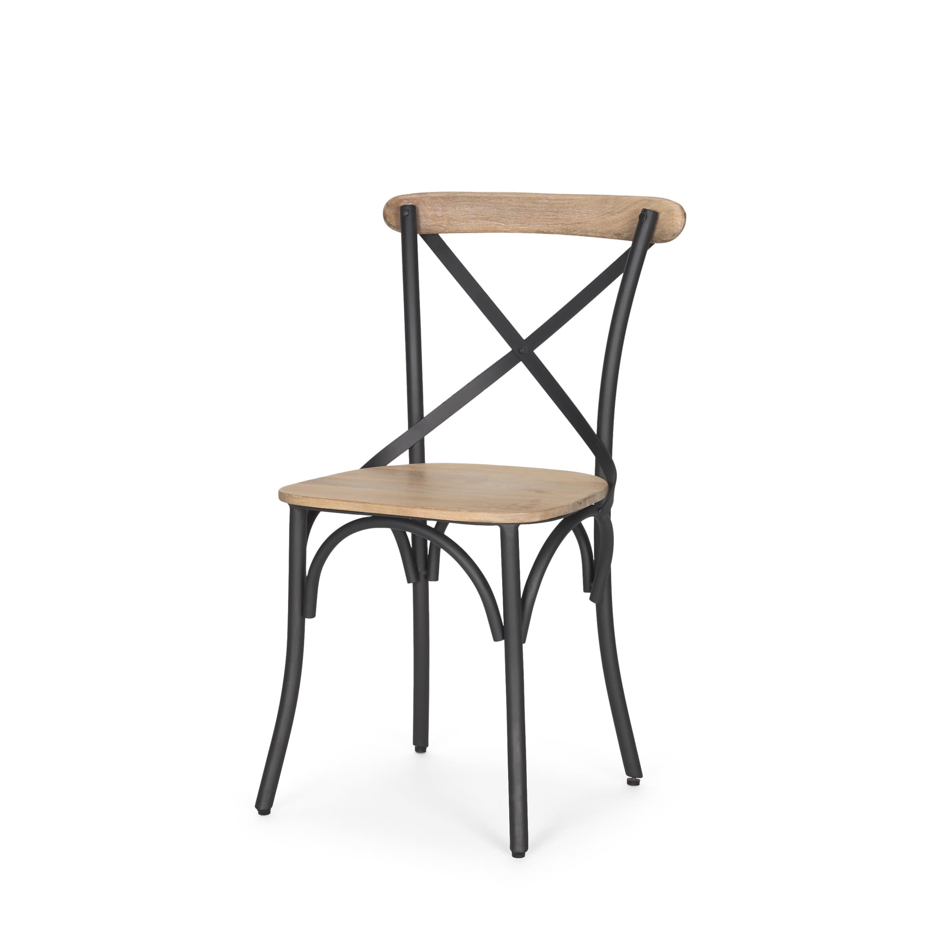 Etienne Cross Back Dining Side Chair | Light Brown Wood w/ Iron — product photograph