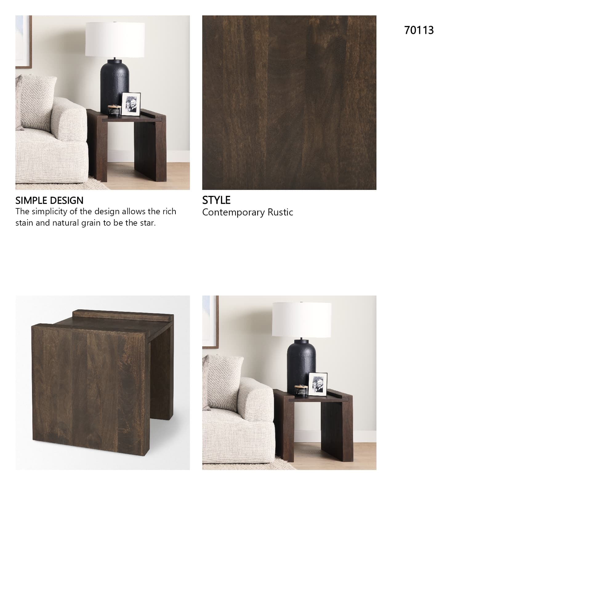 Athelia Dark Brown Wood Accent Table — in a styled room