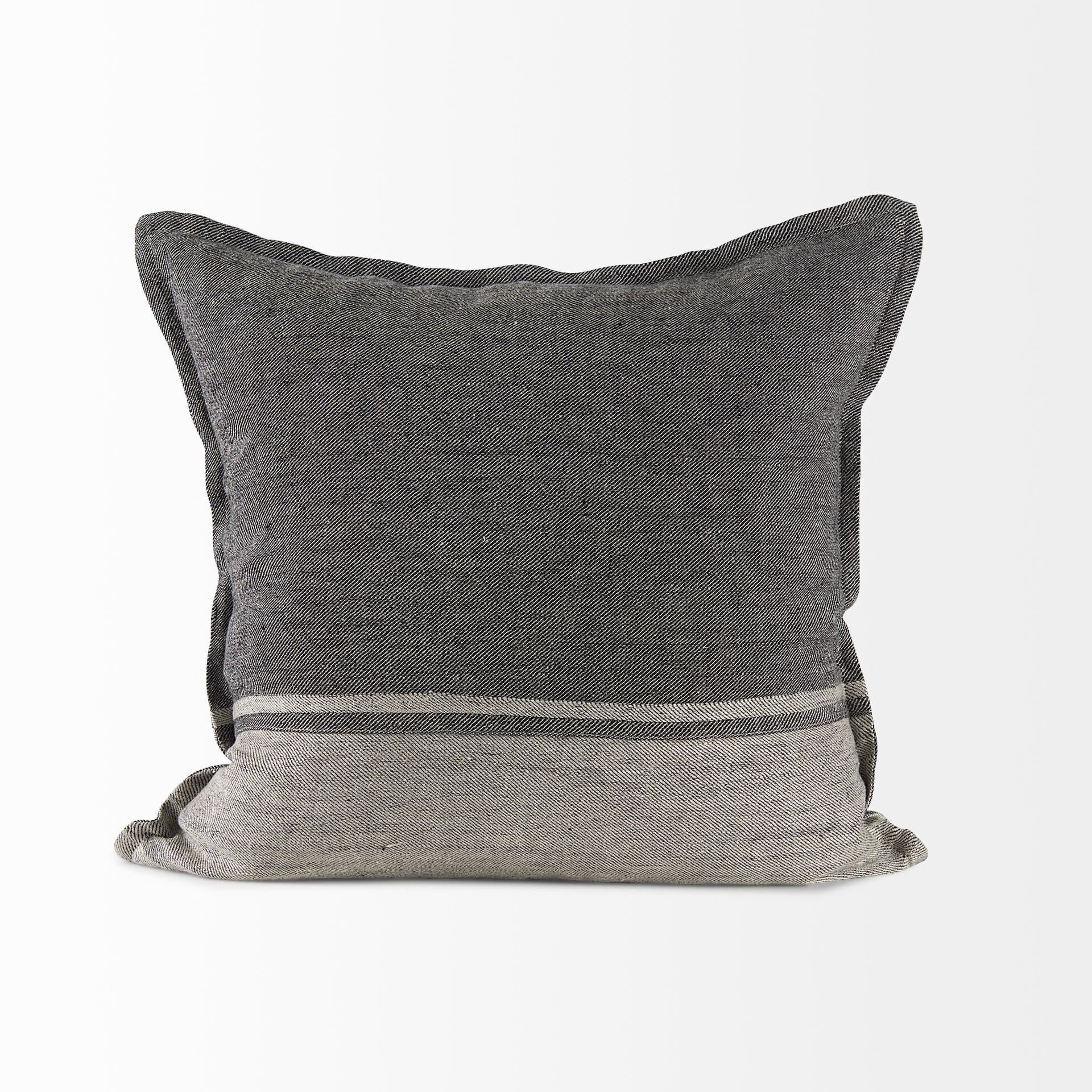 Zadie 20x20 Light Gray and Dark Gray Fabric Color Blocked Pillow Cover — product photograph