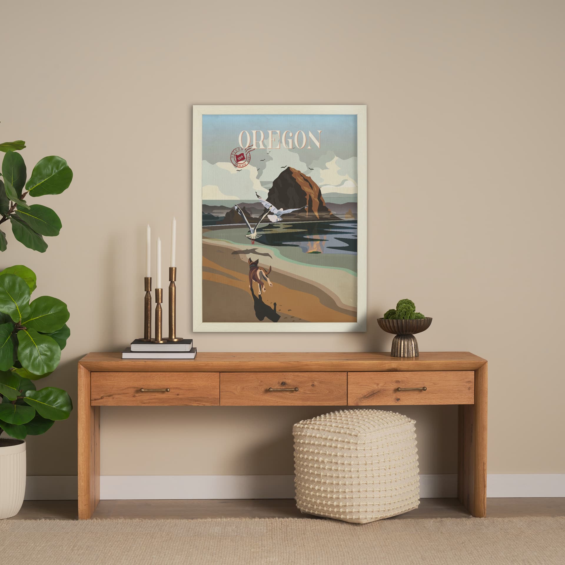 Oregon Go USA (L) by Mercana Studio a Hand Embellished Decograph Framed Art Print — in a styled room