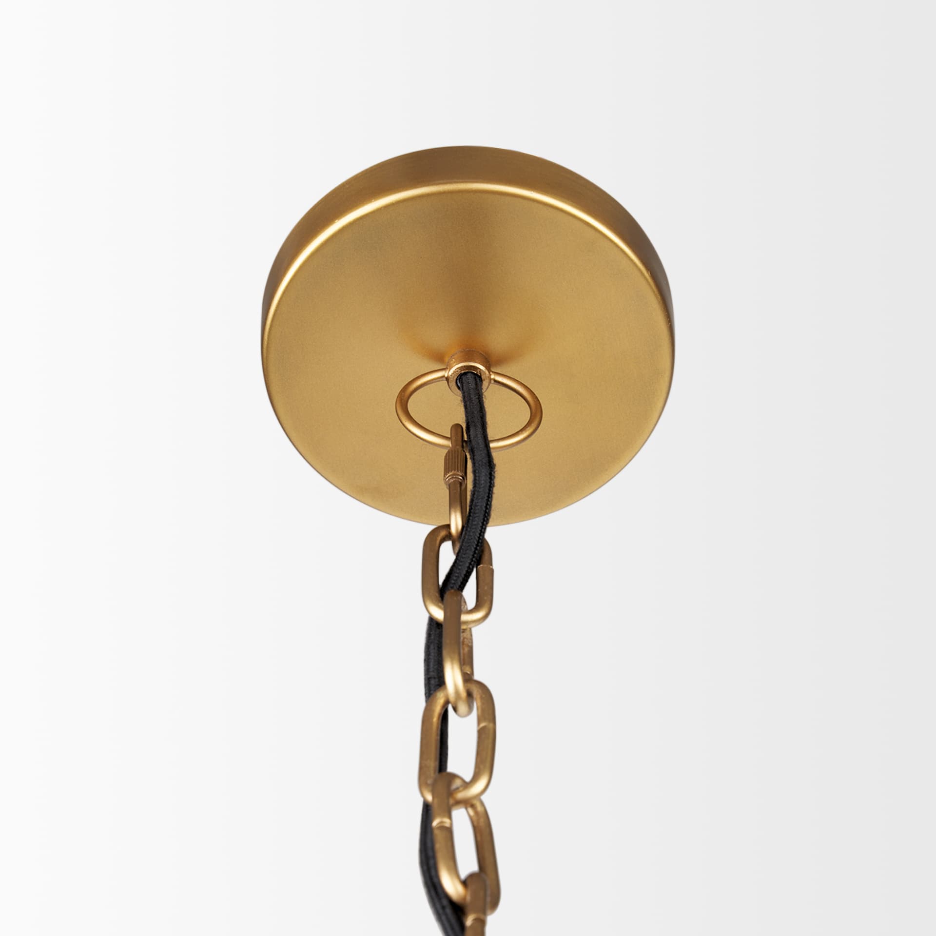 Karina 36" Round Brass-tone Hammered Metal Dome Pendant Light — product photograph