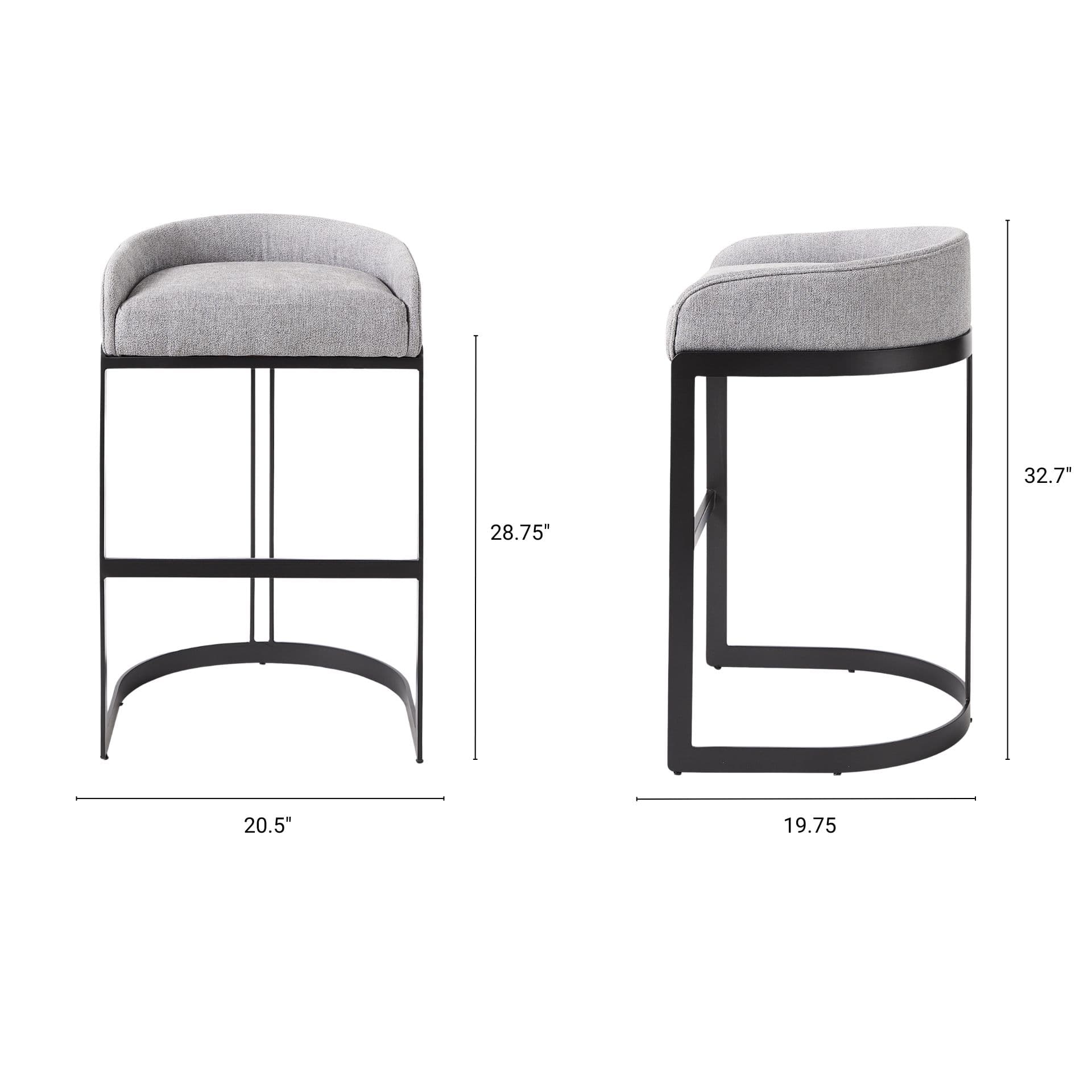 Hollyfield Low Back 32.7in Seat Counter Stool | II Gray Fabric w/ Bar — product photograph