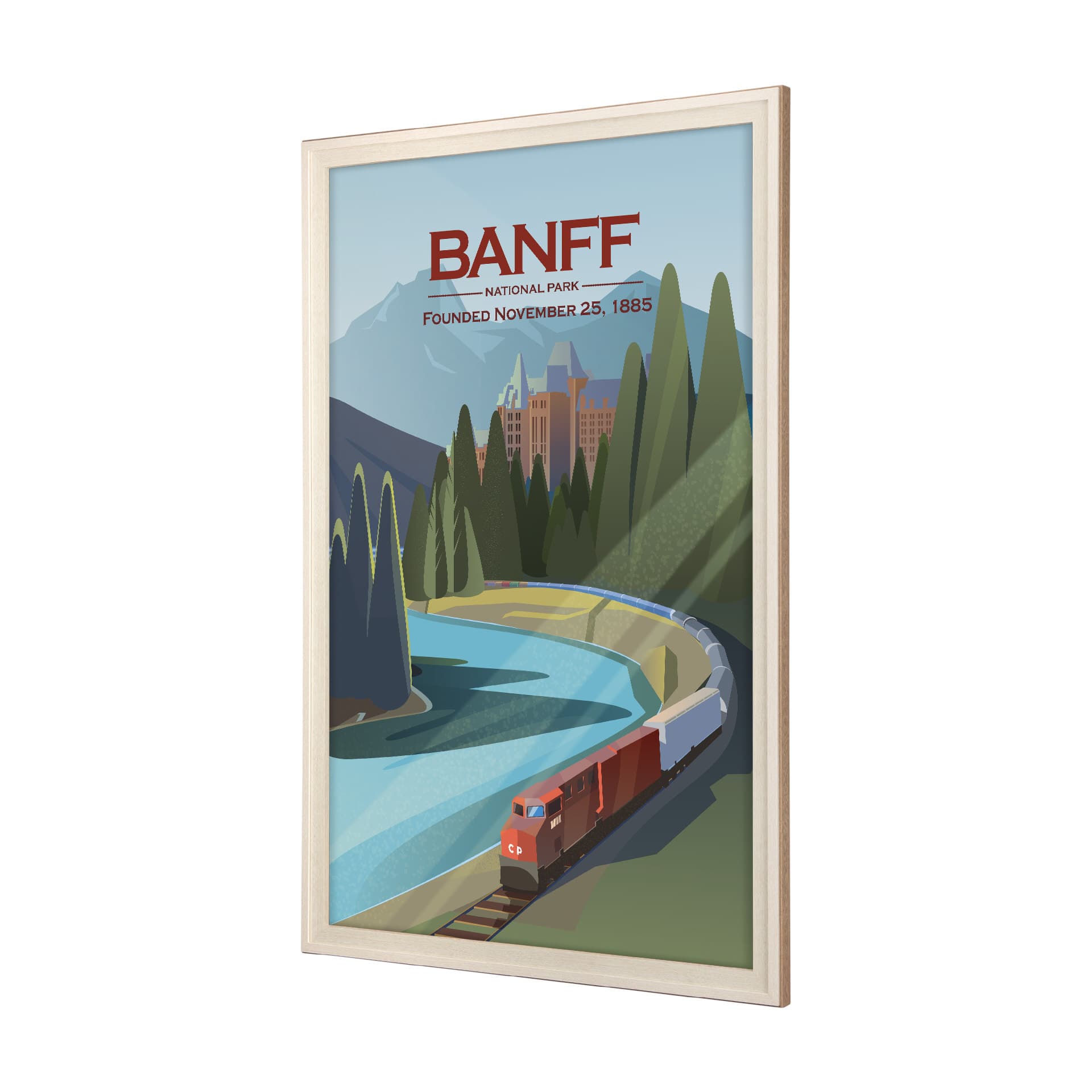 Banff Go Canada (XL) by Mercana Studio a Hand Embellished Decograph Framed Art Print under Glass — product photograph