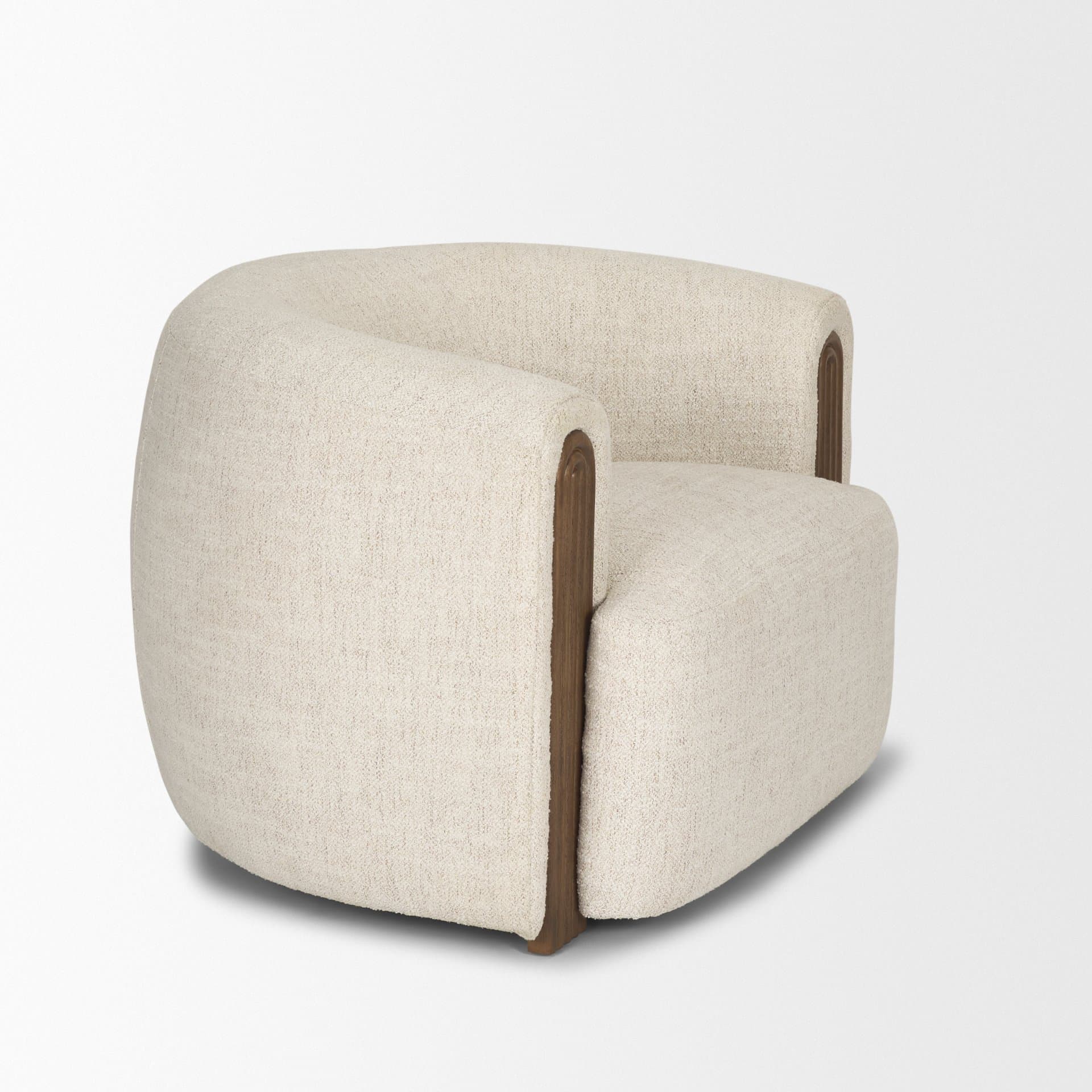 Kornelia Soft Oatmeal Fabric Barrel Accent Chair — product photograph