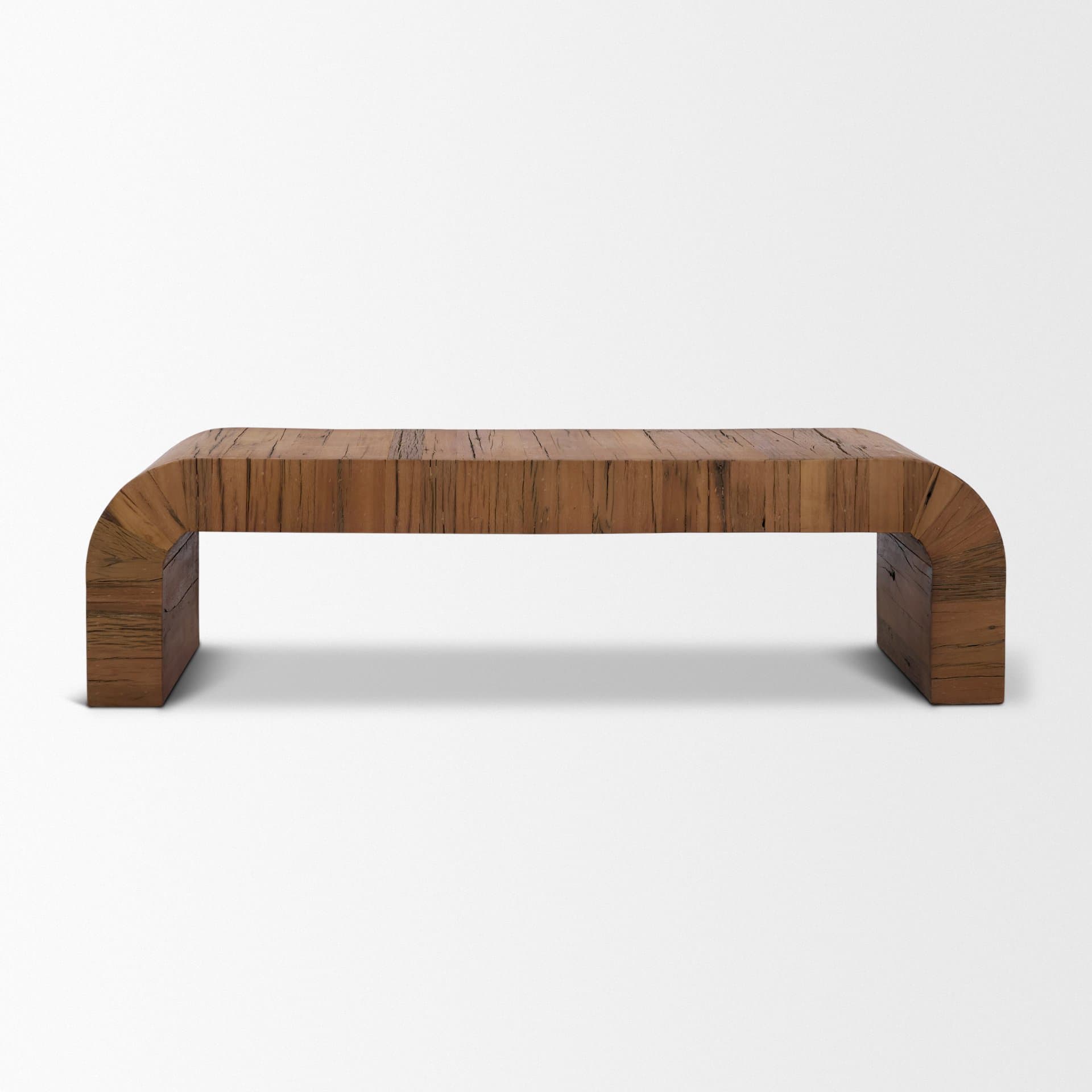 Denton Medium Brown Relcaimed Wood Bench — product photograph