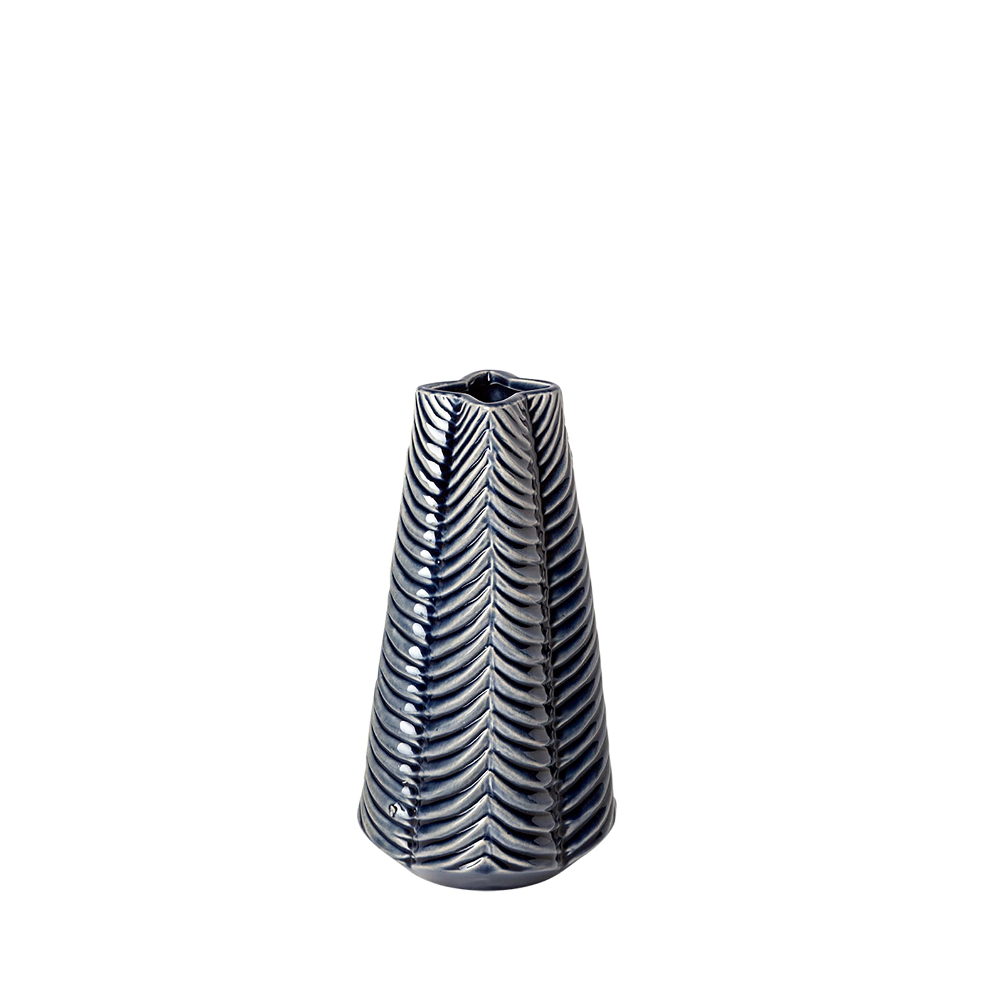Bashir I Small Dark Navy Gloss Ceramic Vase — product photograph