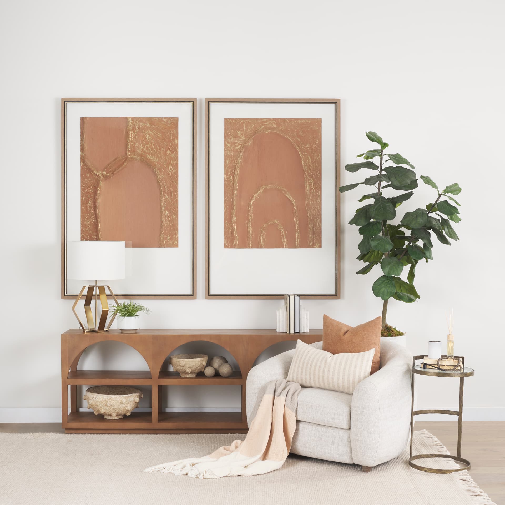 Jace 14x26 Cream w/ Beige Stripe Lumbar Decorative Pillow Cover — product photograph