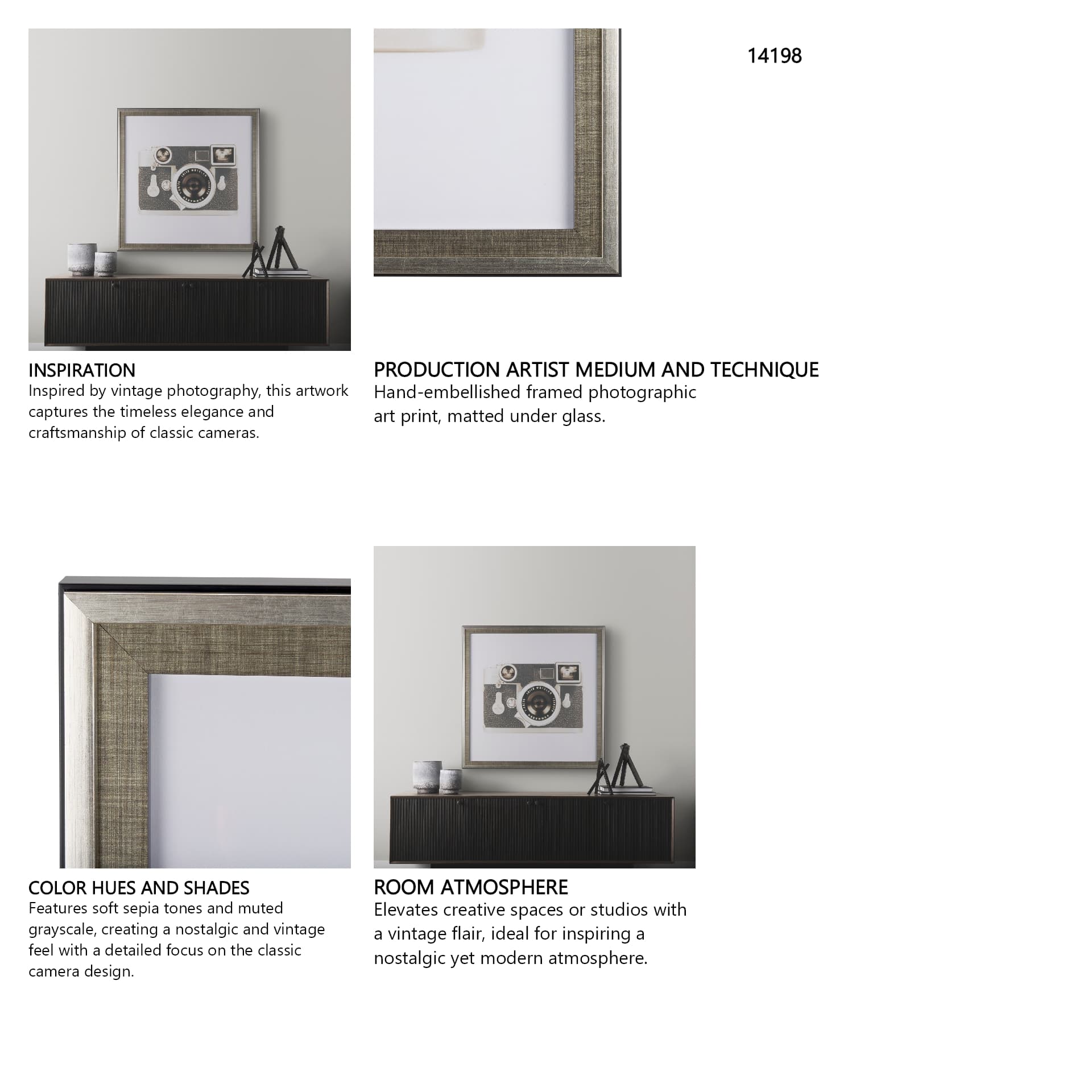 Retro Camera II by Mercana Studio a Hand Embellished Textured Framed Photo Art Print Matted under Gl — in a styled room