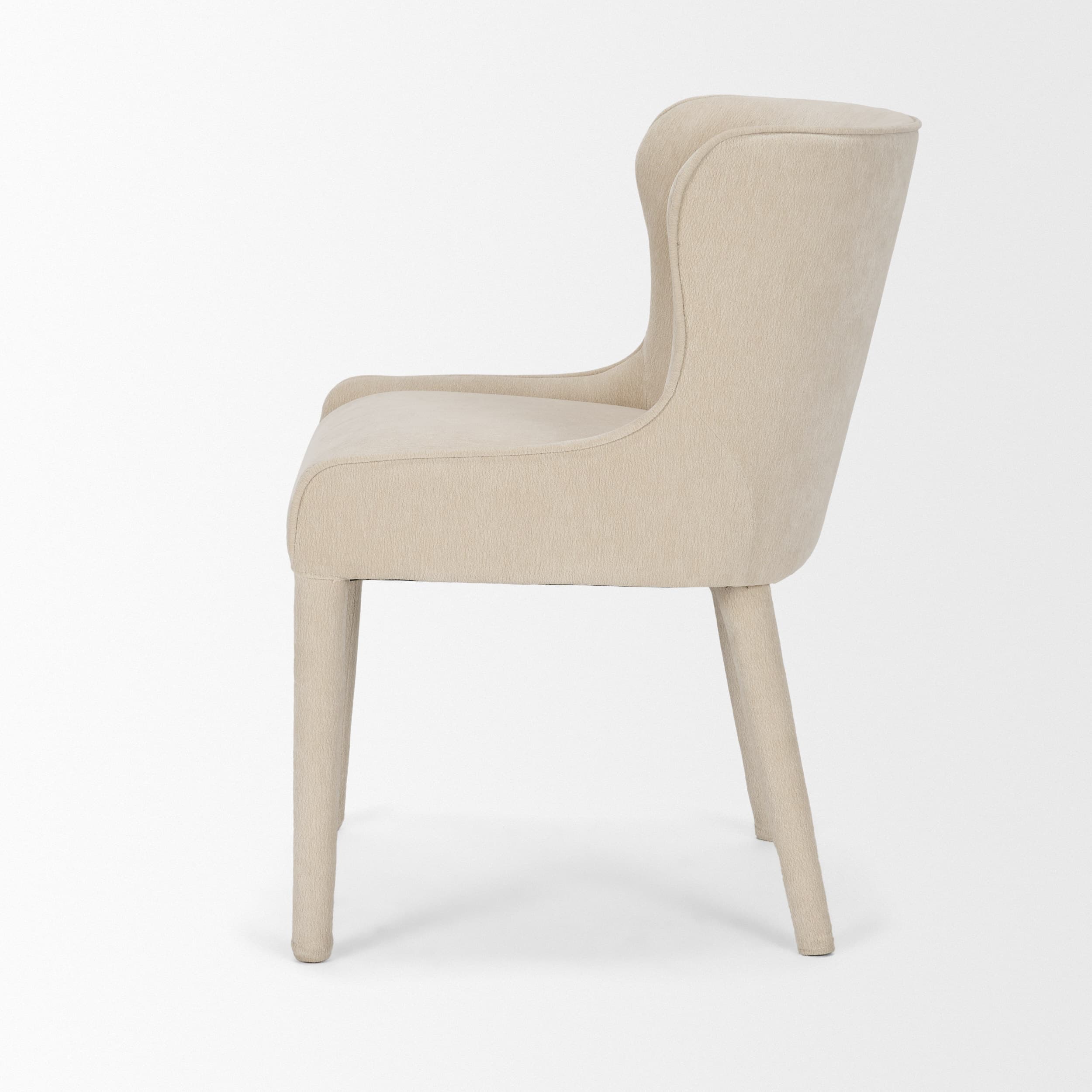 Nolan Wingback Dining Side Chair | Cream Chenille w/ Tapered Wood — product photograph