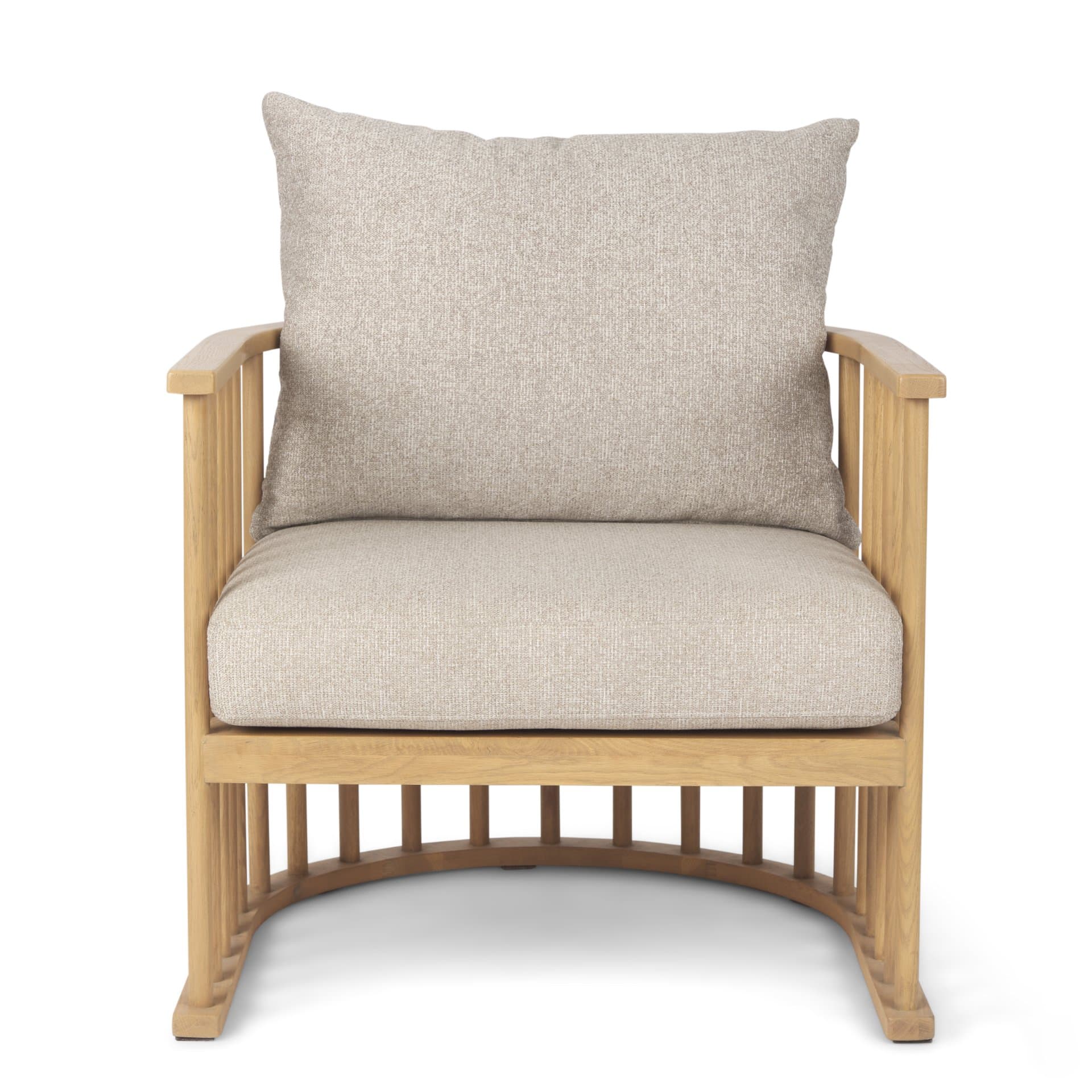 Kopari Beige Fabric W/Light Brown Wood Accent Chair — product photograph