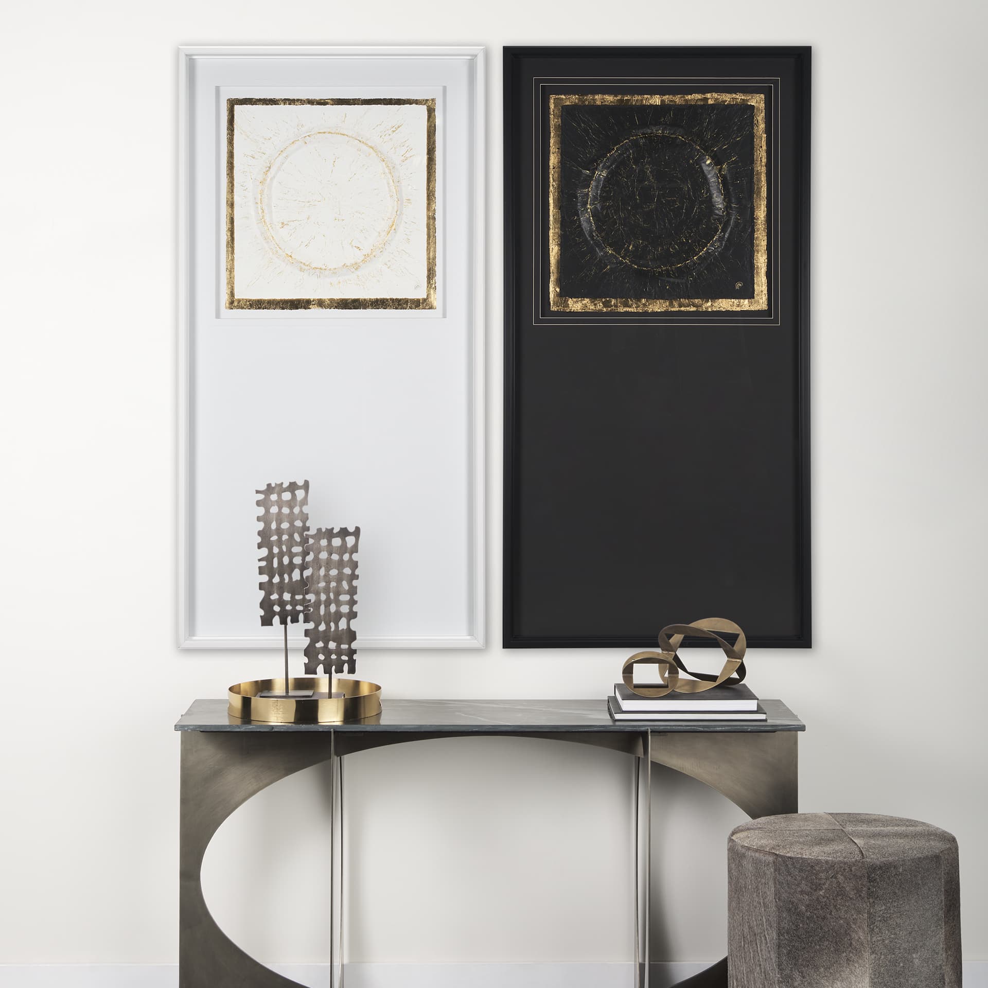 Caldera White by Studio M a handmade Original Framed Artwork under Glass — in a styled room