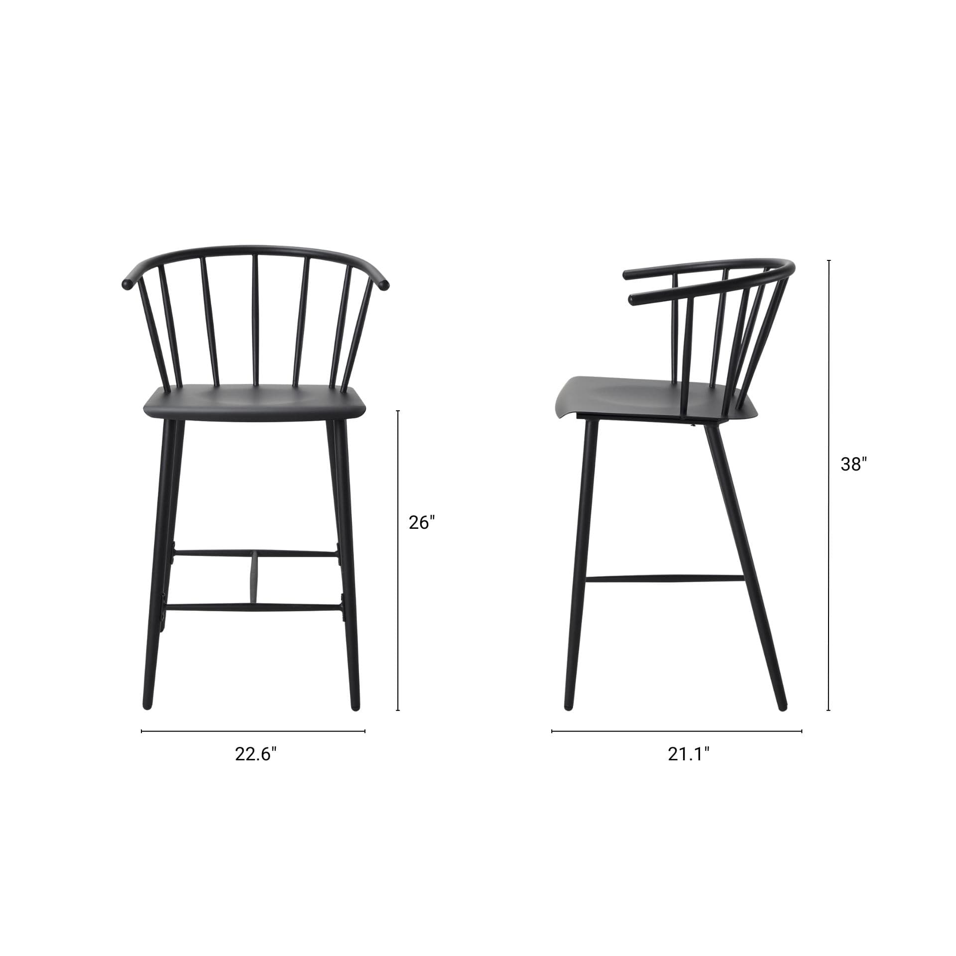 Colin Backless 38.2in Seat Counter Stool | Black Metal — product photograph