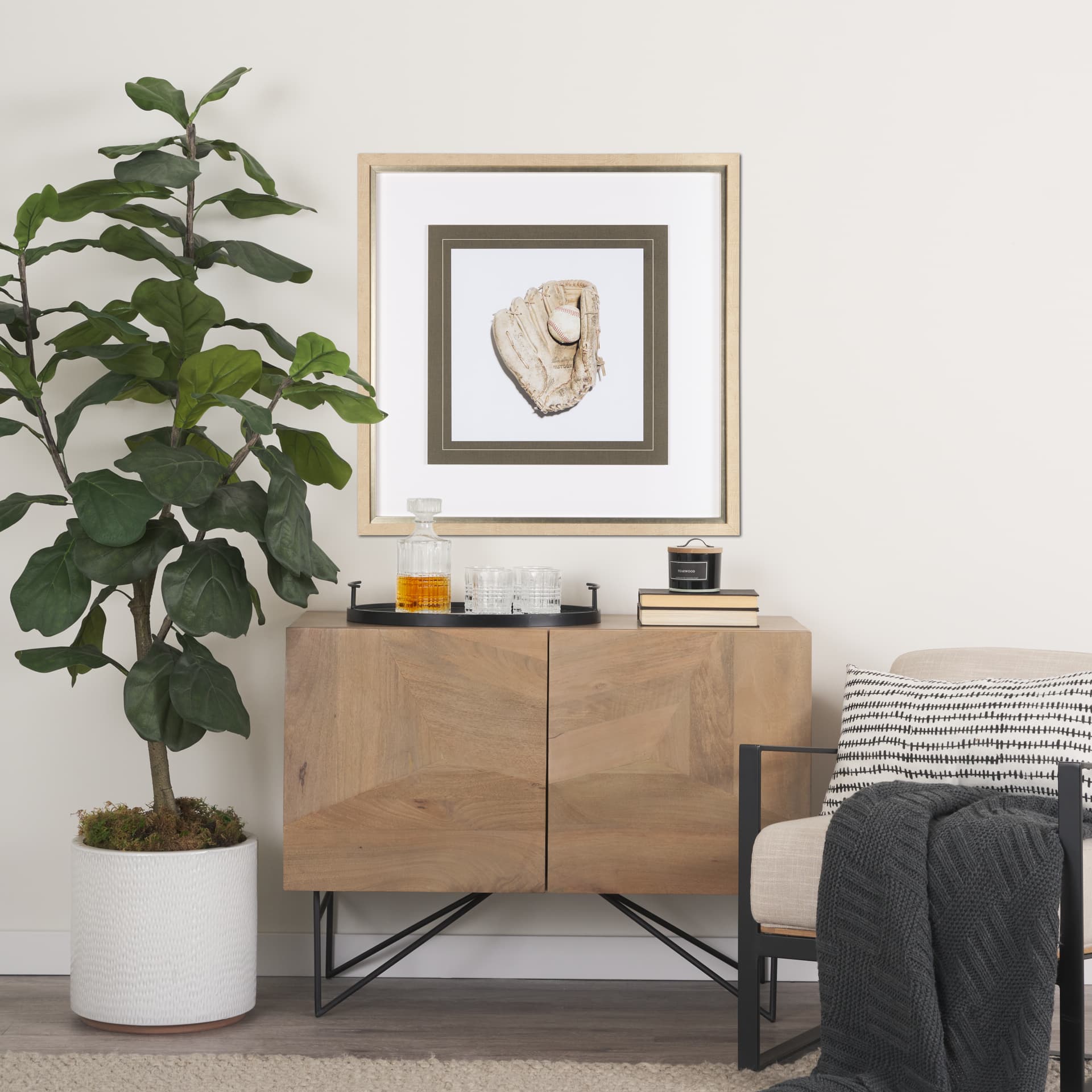 Fielders Choice by Mercana Studio a Framed Photo Art Print Matted under Glass — in a styled room
