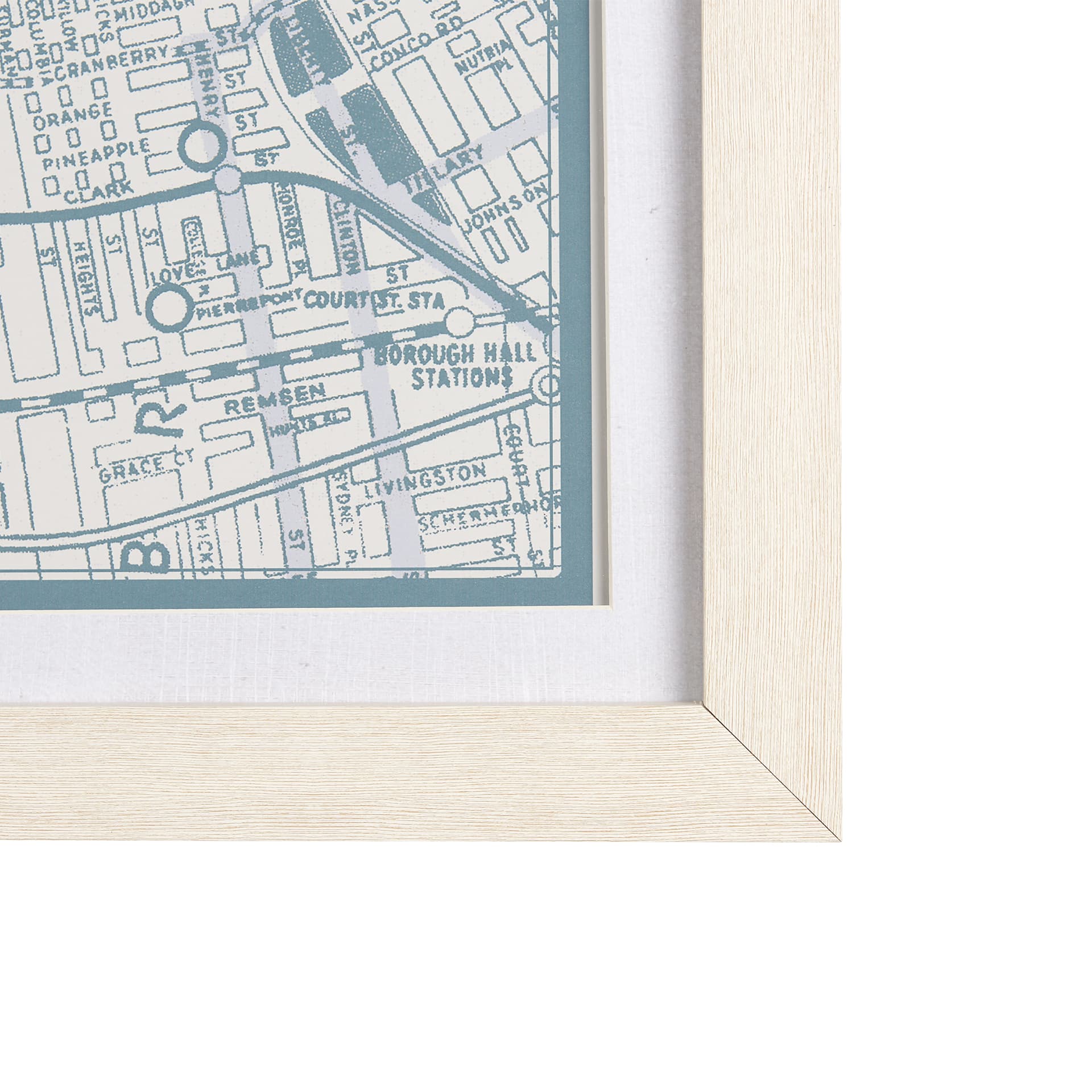 Manhattan Map II by Mercana Studio a Hand Embellished Textured Framed Art Print Matted under Glass — product photograph