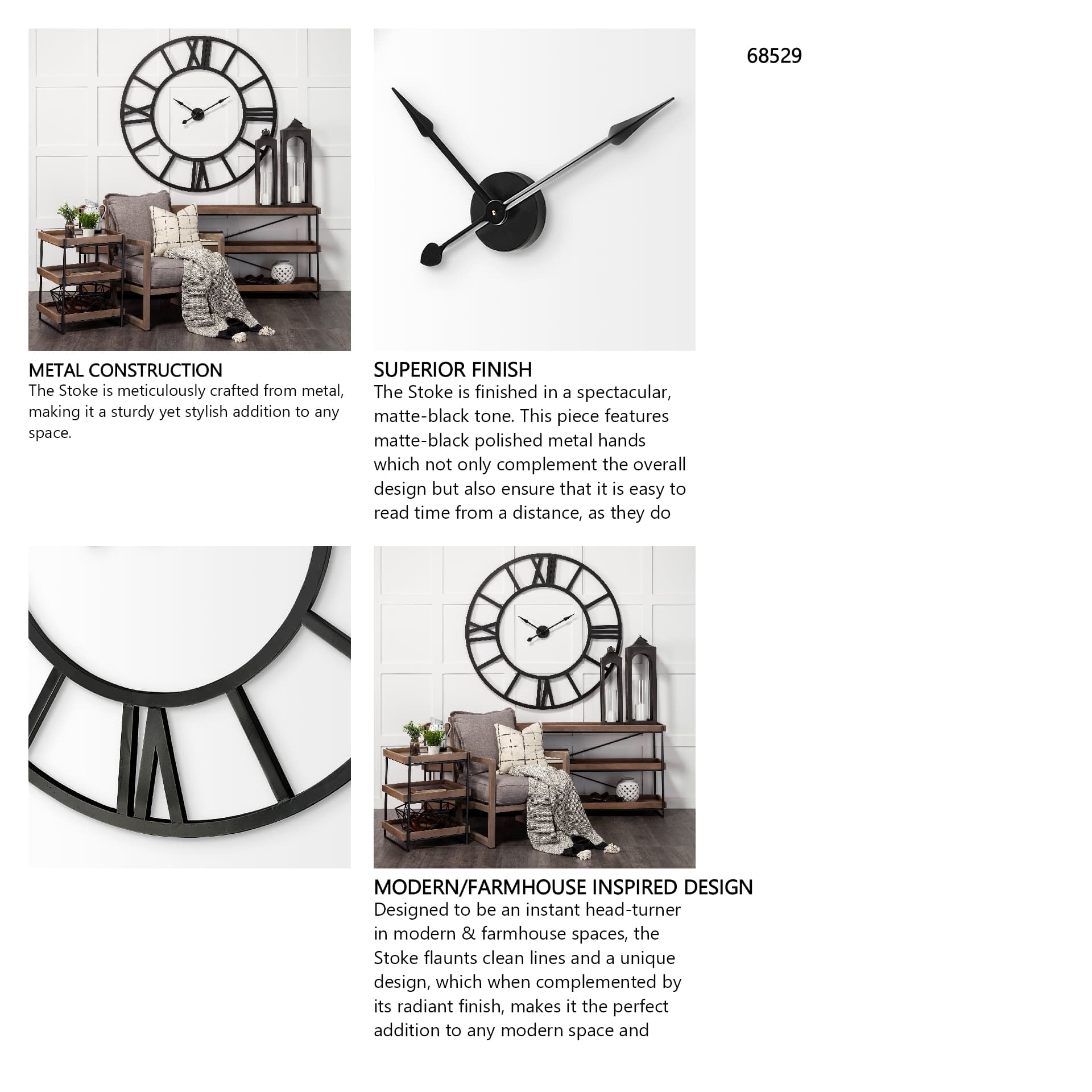 Stoke 54" Round Giant Oversized Industrial Wall Clock — in a styled room