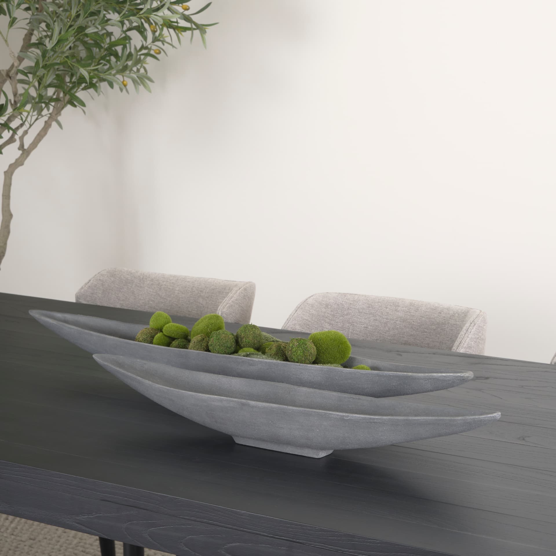 Piero Large Concrete Finished Metal Decorative Bowl — in a styled room