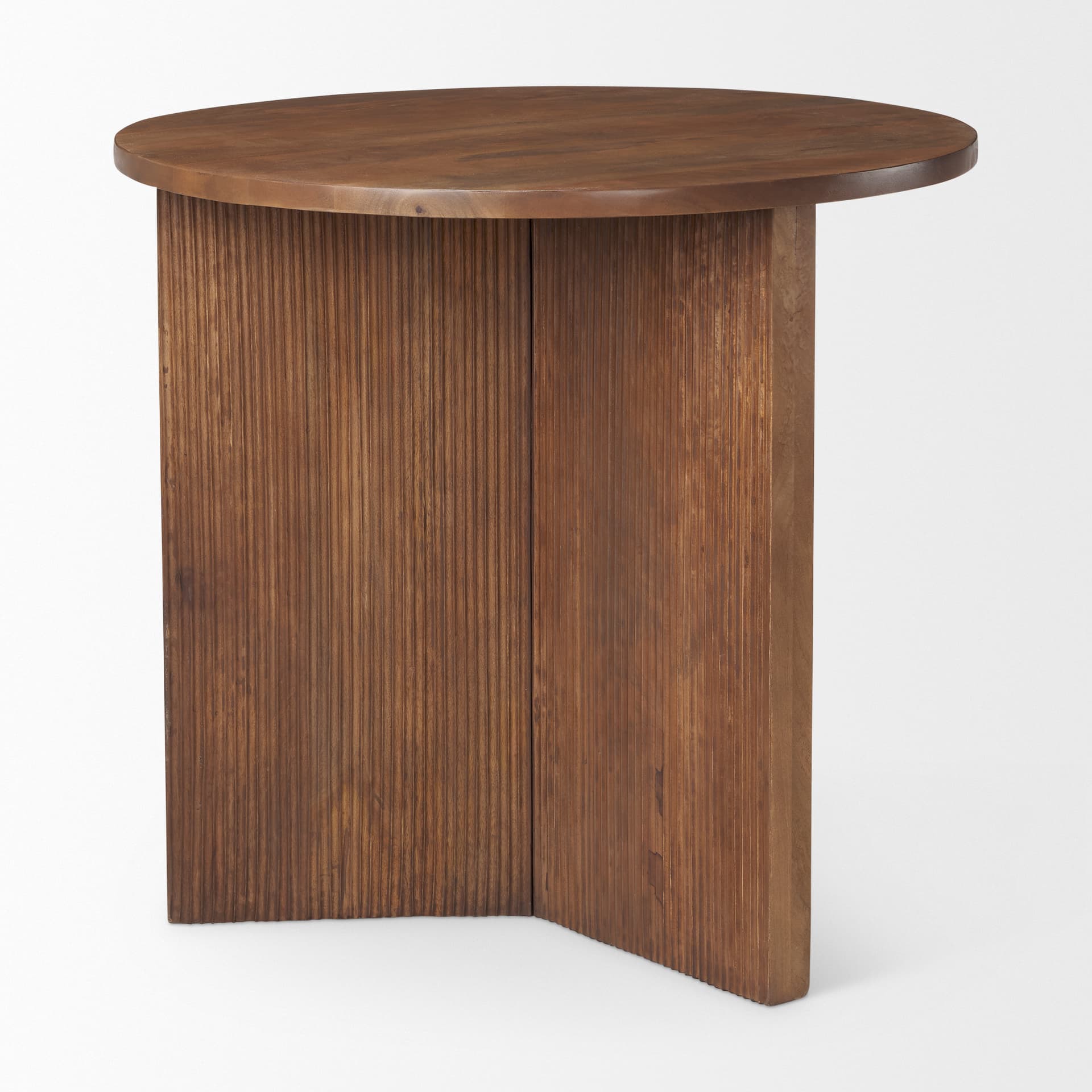 Enzo 32" Round Tabletop w/ Fluted Wood Base Foyer Accent Table — product photograph