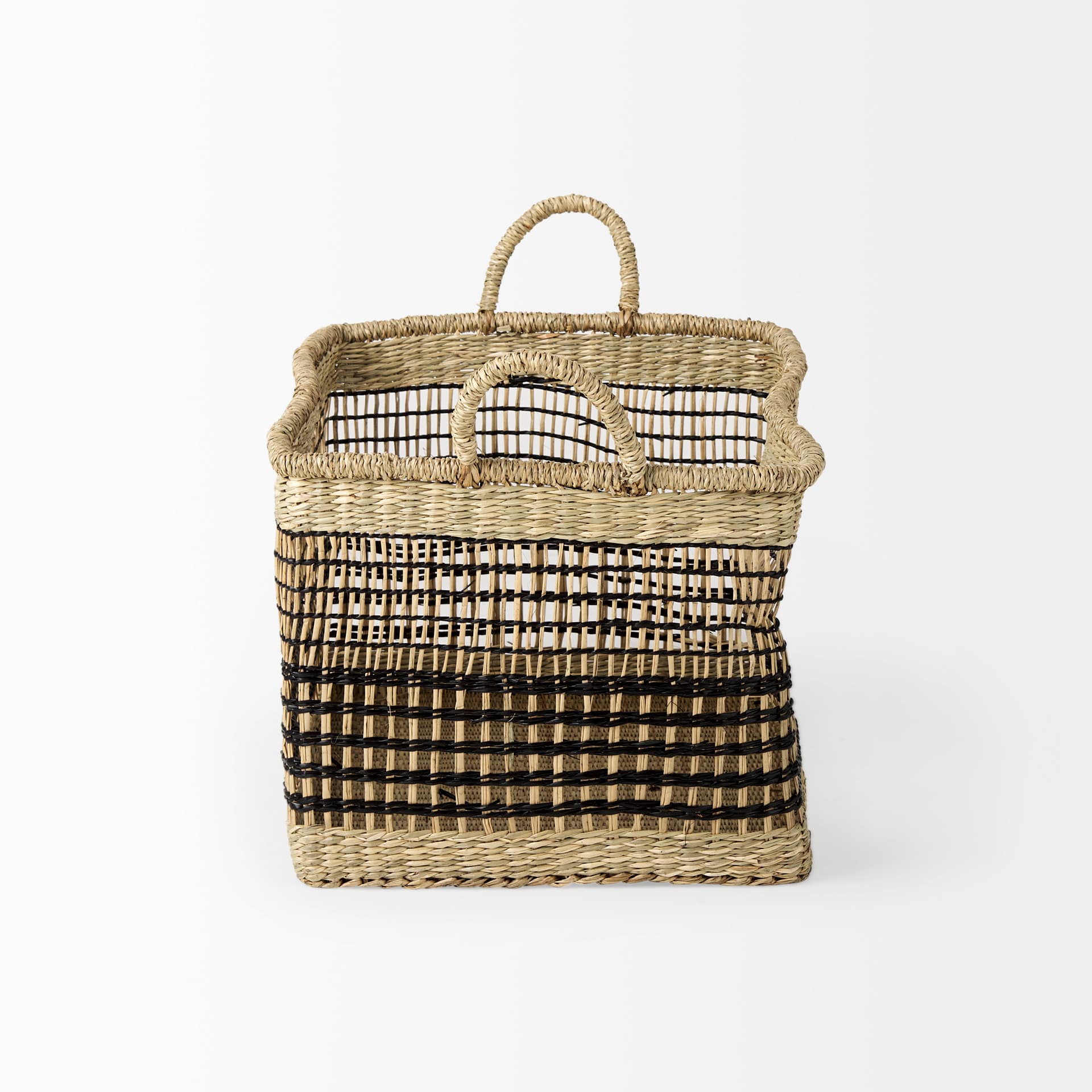 Nia (Set of 2) Light Brown Seagrass Rectangular Basket with Handles — product photograph