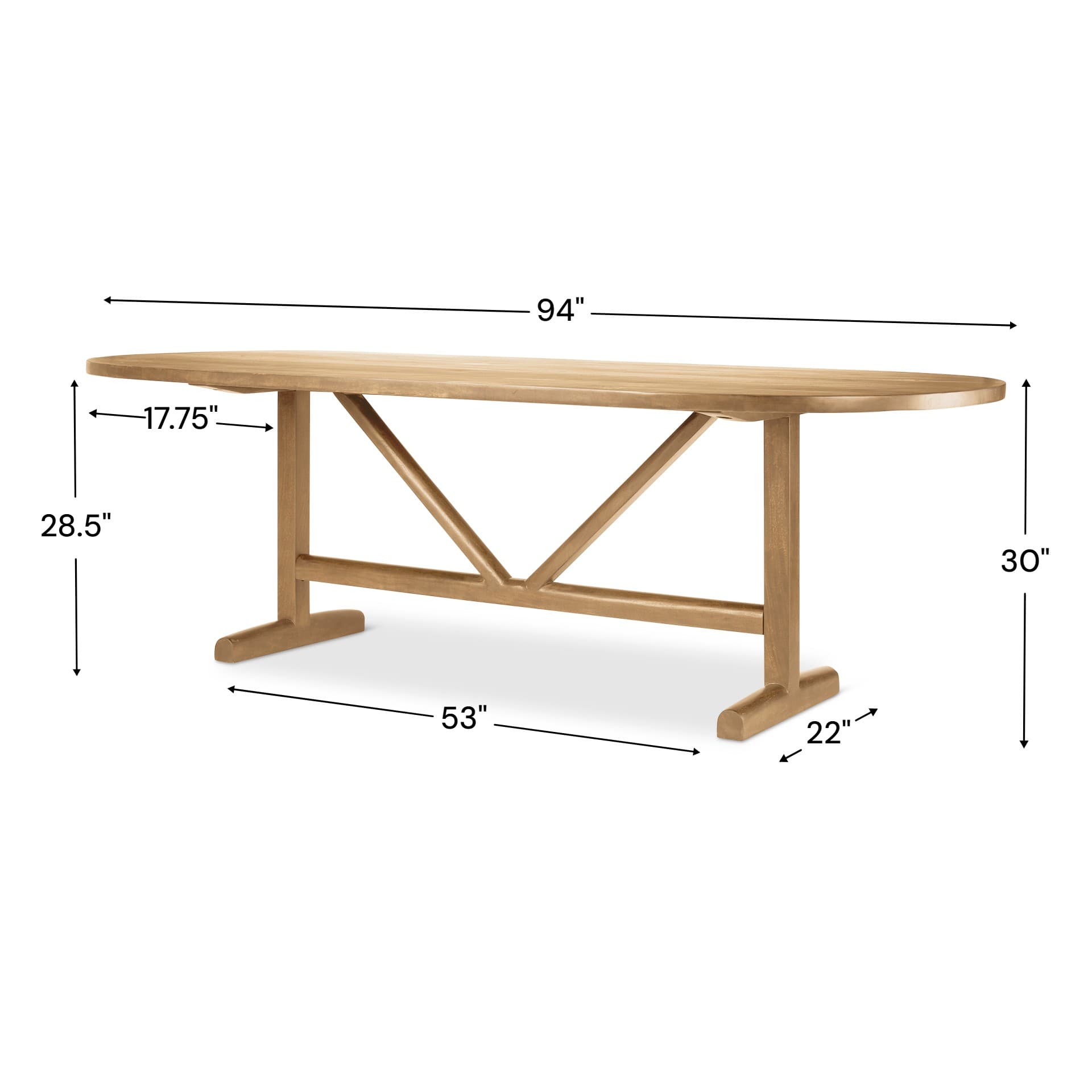 Viktor 94"L x 42"W Dining Table | Modern | Light Brown Wood | Seats 4 — product photograph