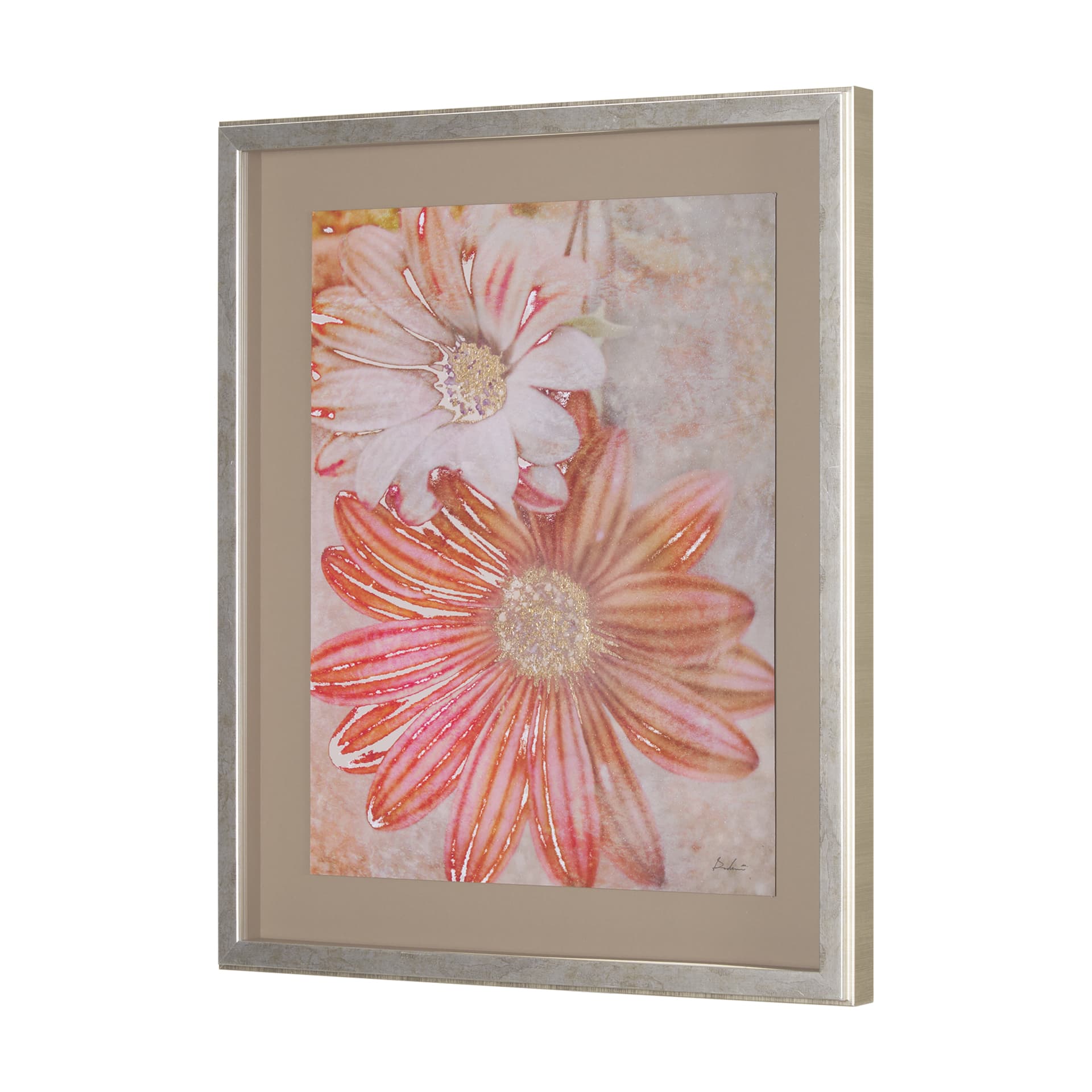 Subtle Florals I by Mercana Studio a Hand Embelished Textured Framed Art Print Matted under Glass — product photograph