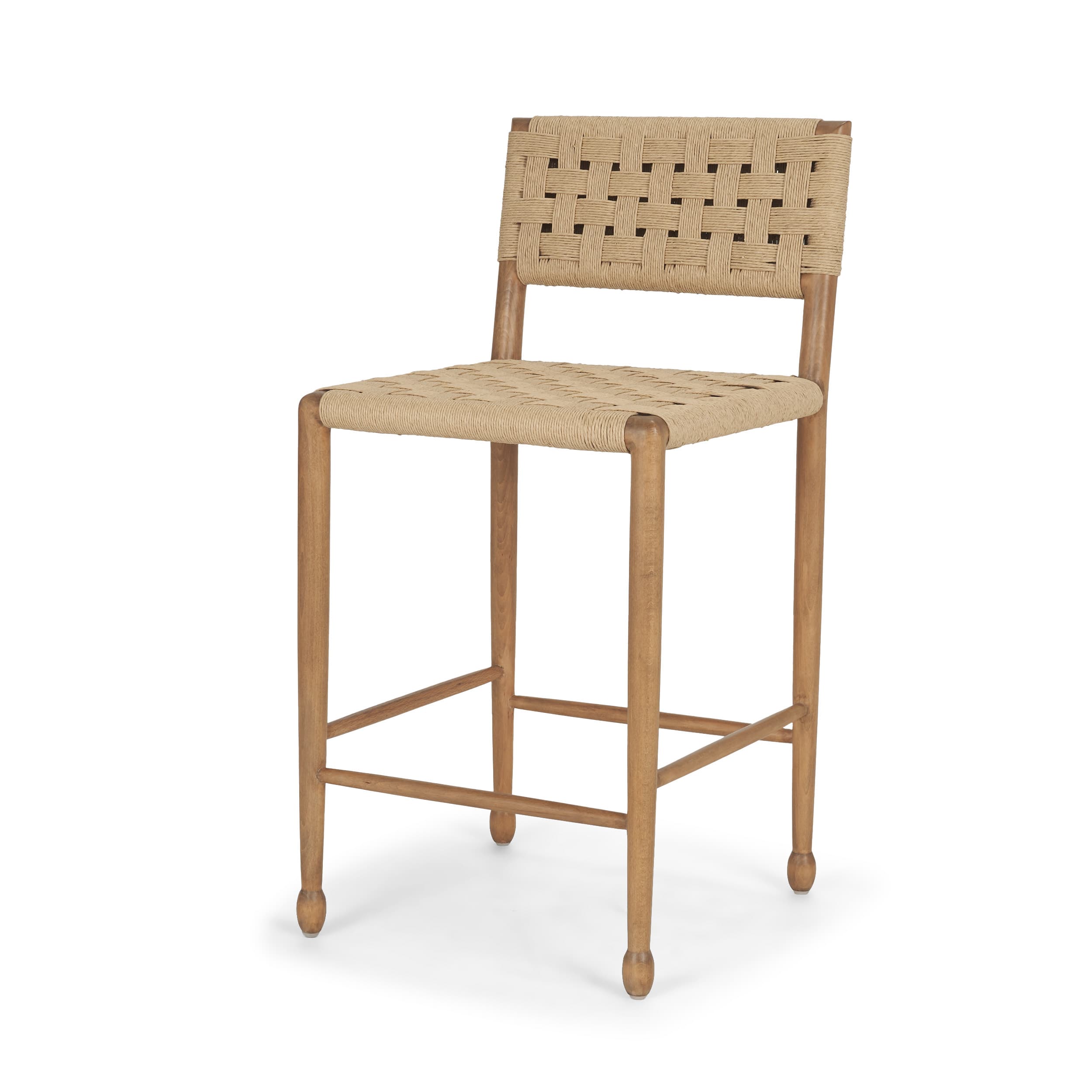 Brinley Backless 39in Seat Counter Stool | Paper Rope w/ Brown Wood — product photograph